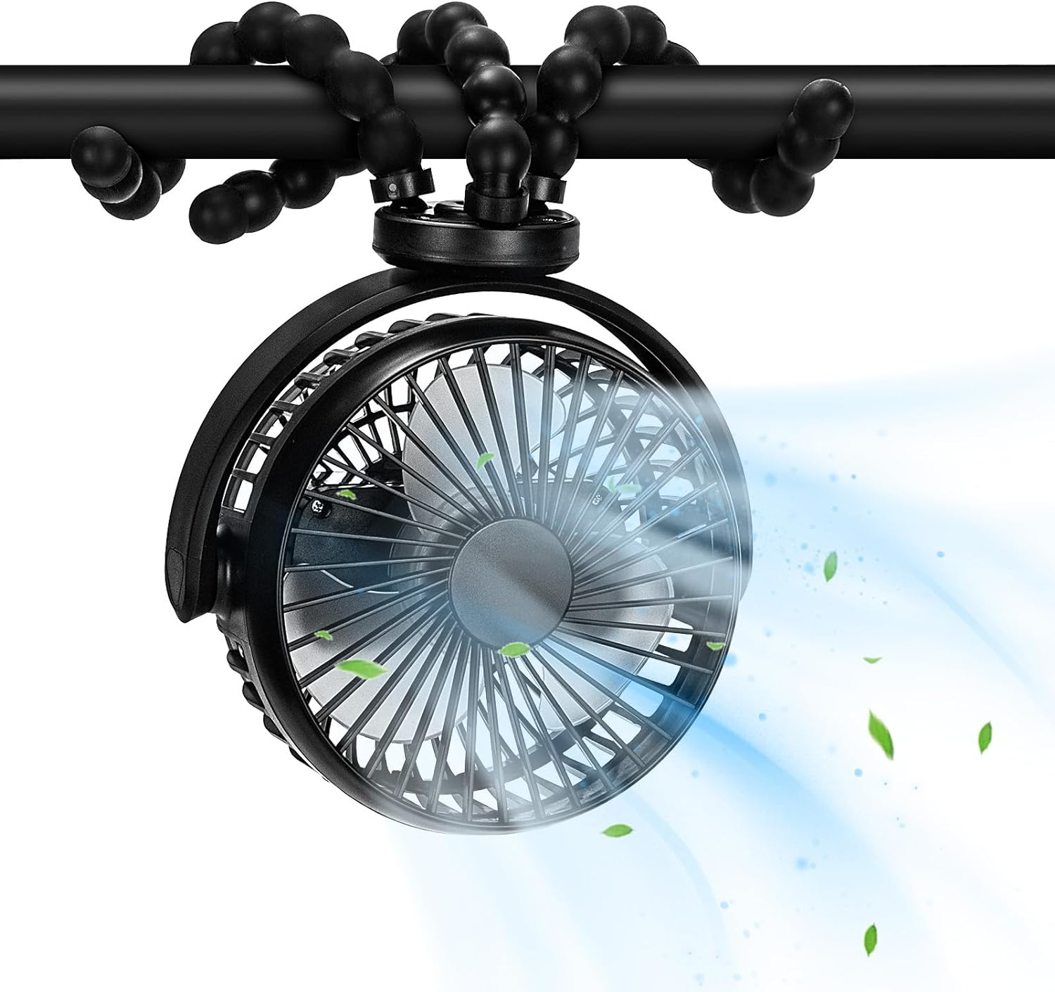 Portable Stroller Fan, Battery Operated Small Clip On, 360&deg; Rotate Flexible Tripod, Detachable 3 Speed Rechargeable Baby Handheld USB Desk Cooling for Bedroom Car Seat Crib Treadmill Travel Camping