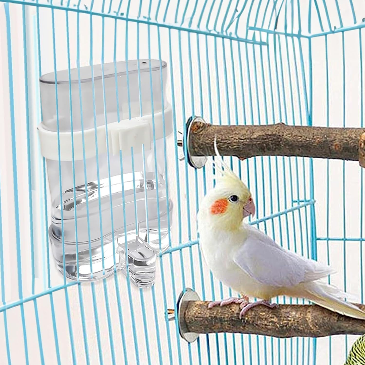 Gihioue Automatic Bird Water Dispenser, Automatic Bird Feeder Birds Water Dispenser, Harmless Pet Accessories with Clip for Parrots, Budgies, Parakeets - Yellow image number 7