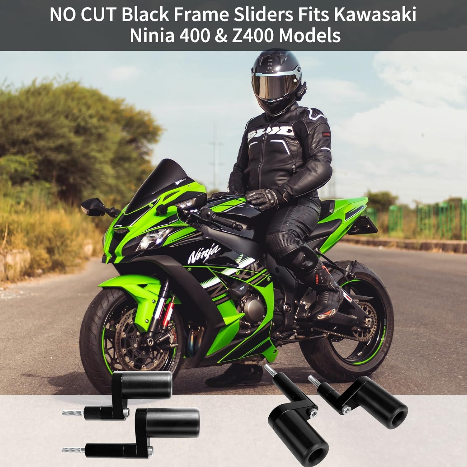 No Cut Frame Sliders Fits Kawasaki Ninja 400 Z400 Z 400 for ABS & NON ABS Models 2018-2023 750-4159 image number 4