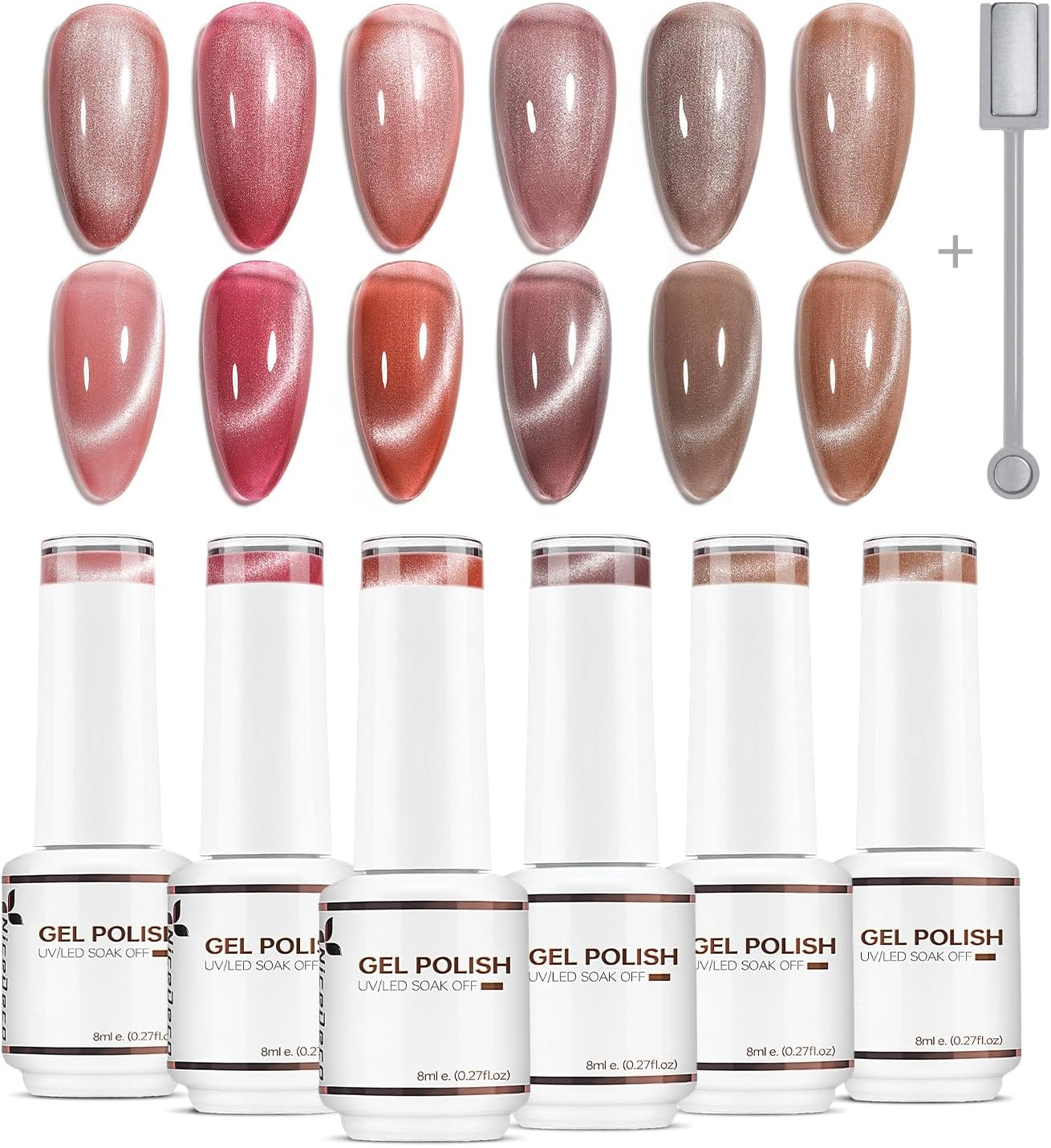 Nicedeco Gel Nail Polish 6 Pcs 8Ml Soak off LED U V Kit-31 Cruelty-Free & Vegan