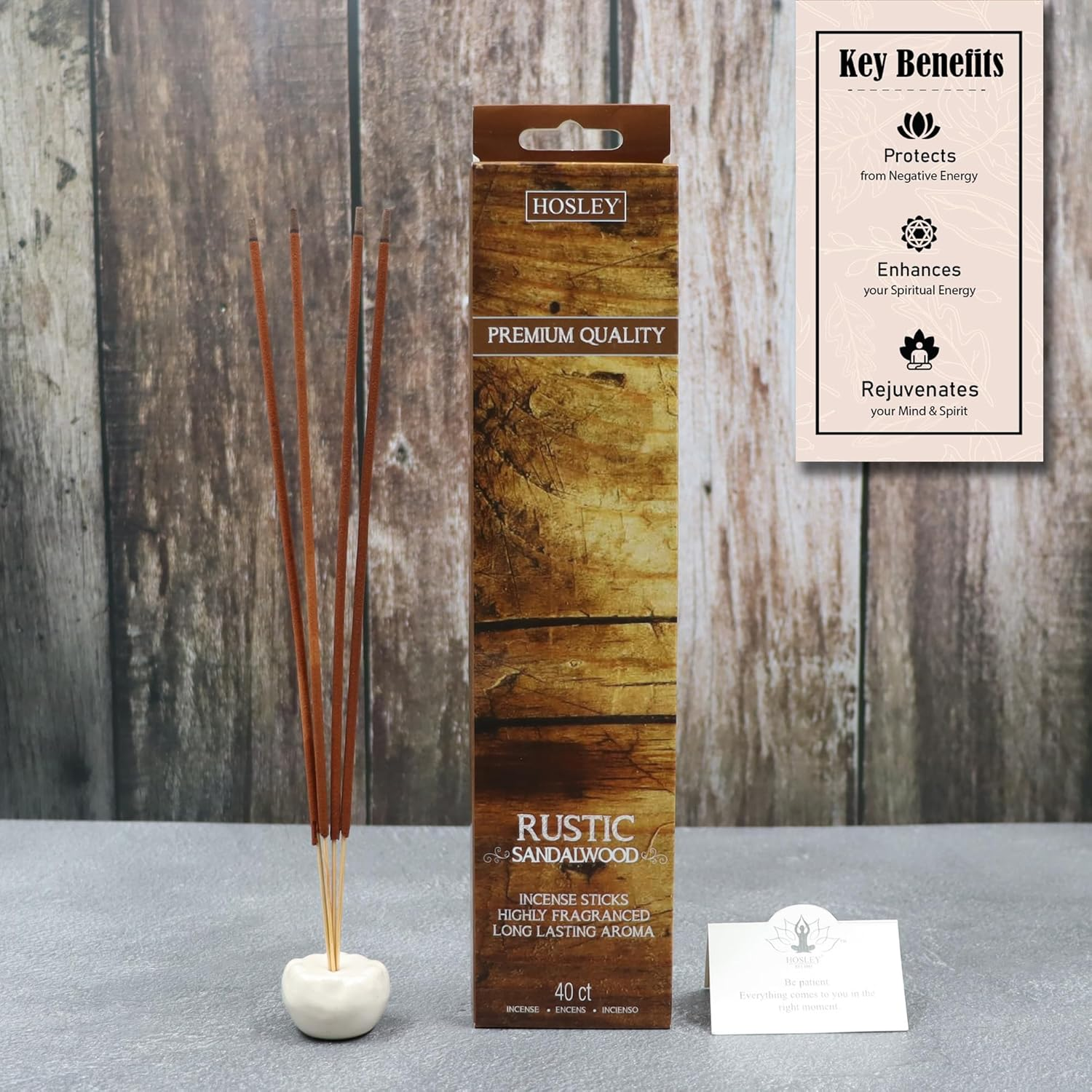 Hosley 240 Pack of Rustic Sandalwood Fragrance Incense Stick Infused with Essential Oils Wedding, Events, Aromatherapy, Spa, Reiki, Meditation, Bathroom Settings image number 1