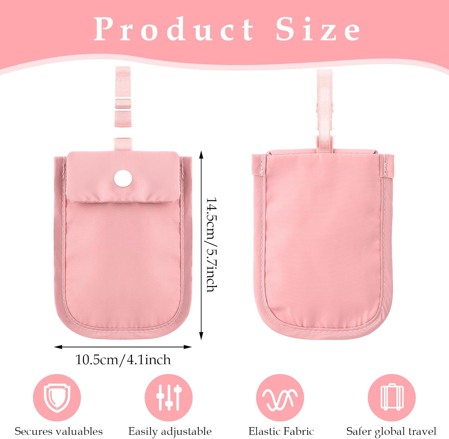 Ahqizfx 2 Pcs Travel Bra Wallet for Women, Hidden Undercover Travel Bra Wallet, Washable Bra Wallet, Secret Stash Pocket for Credit Cards, Money, Valuables with Adjustable Elastic Strap (Pink, Black), image number 6