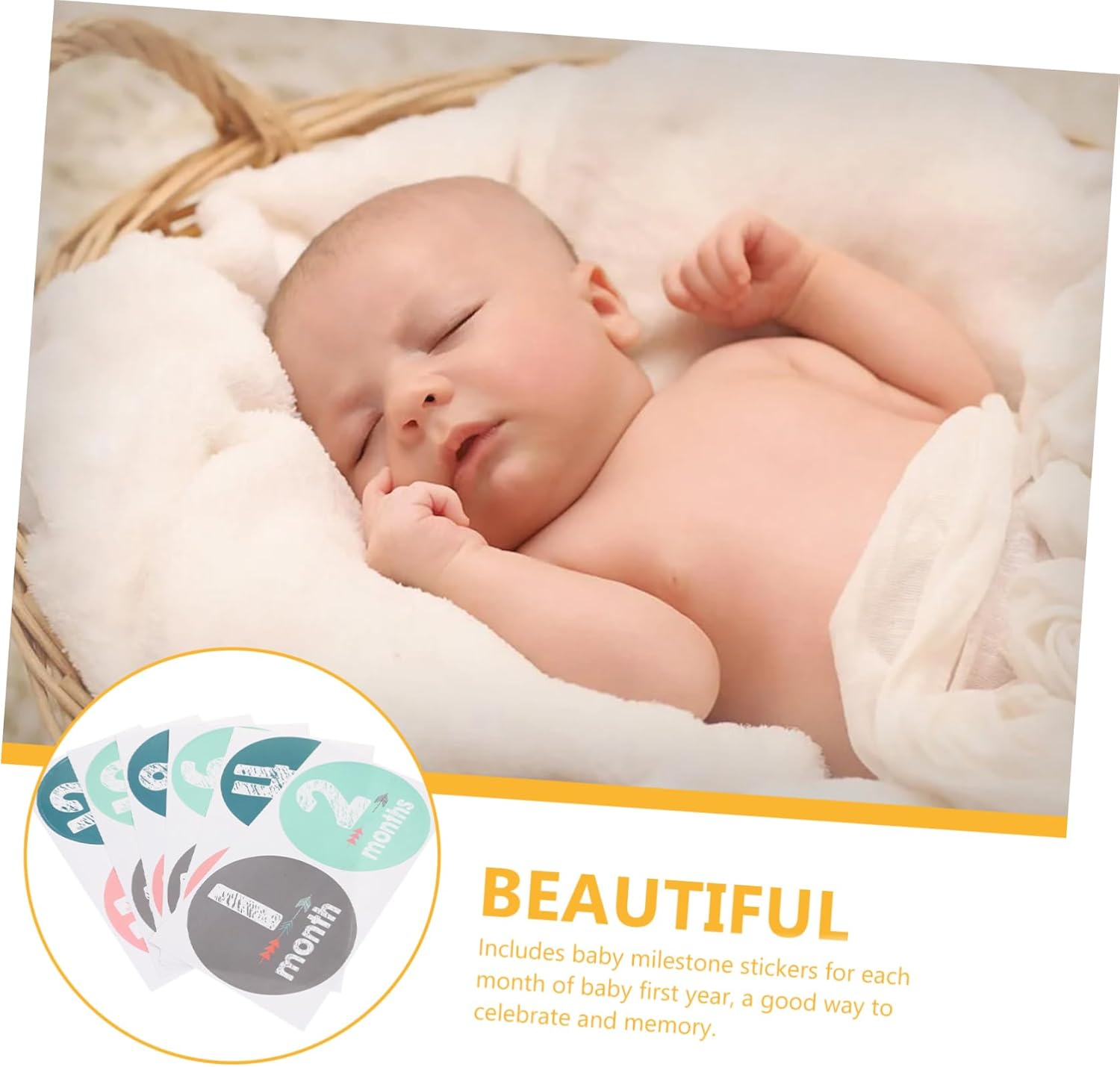 Milestone Stickers for Newborn Monthly Adhesive Wall Decals for Milestone Photography image number 5