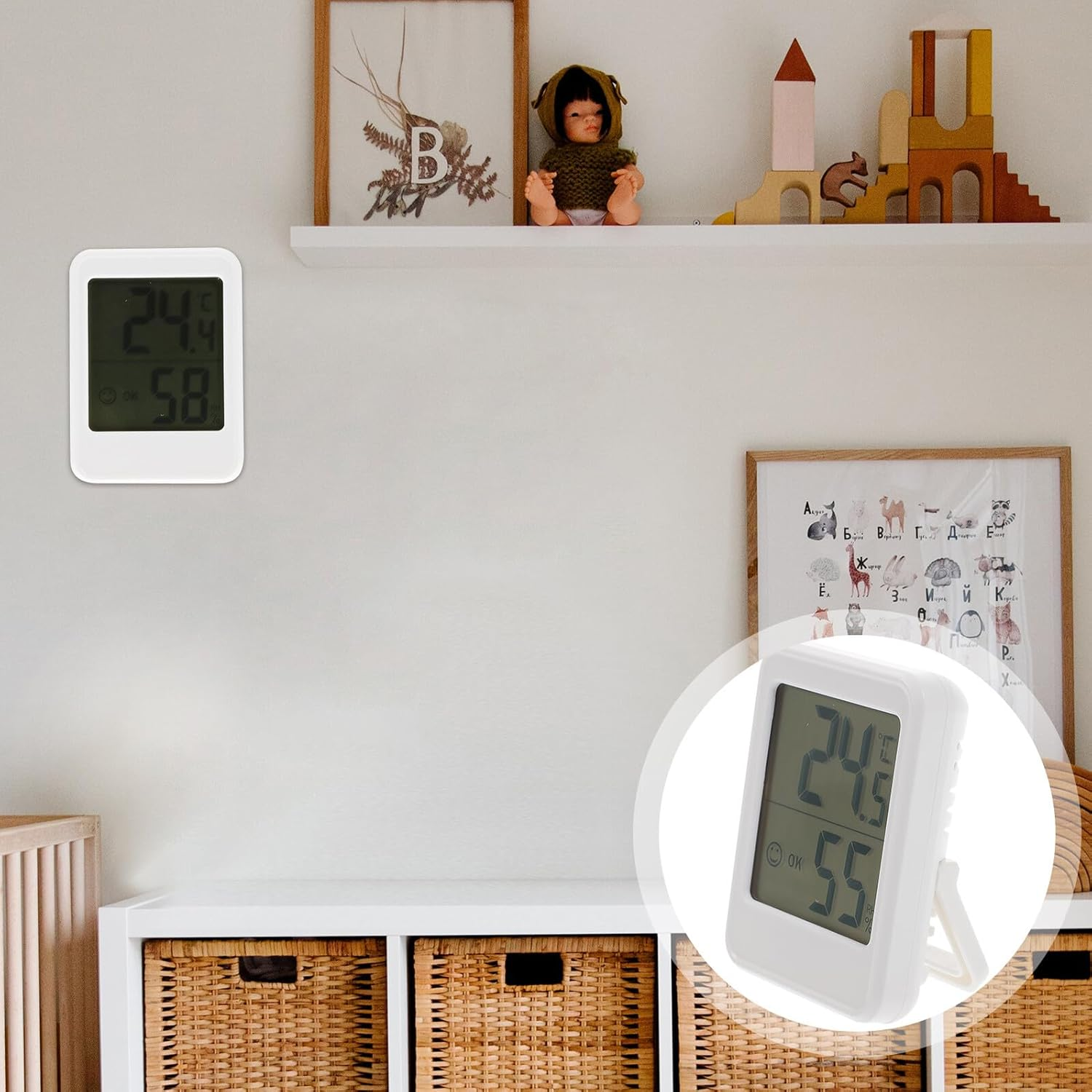 Yardenfun Accurate Digital Hygrometer with Display Portable Indoor Temperature and Humidity Monitor for Home Accessory with Magnetic Hook image number 3