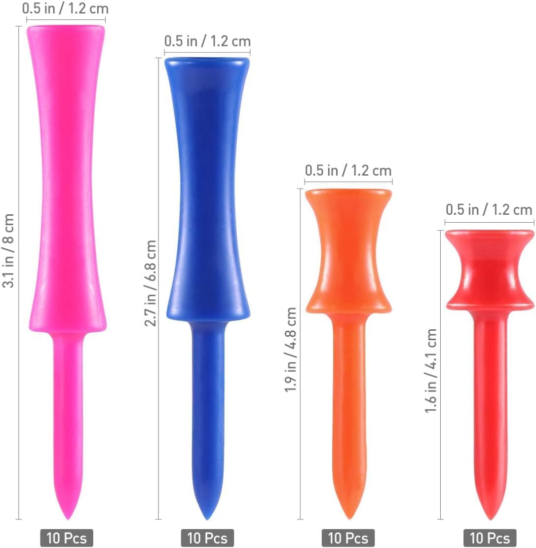 80 Pieces Golf Tee, Double Layer 4 Sizes Golf Ladder Three Way Plastic Golf Tee Kit Golf Castle Suitable for Indoor Outdoor Family Golf Training in a Variety of Colors image number 5