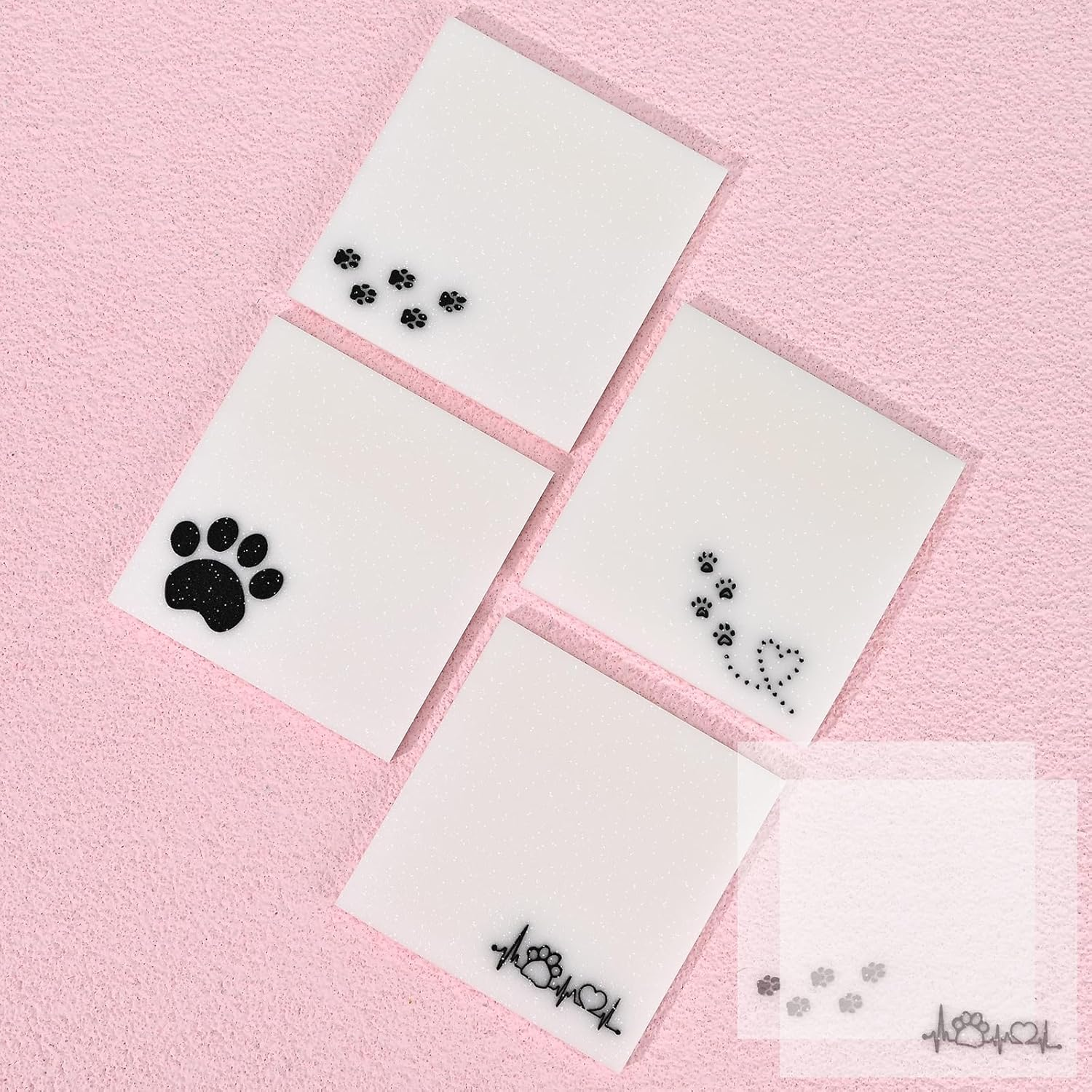 BAYTORY 250 Sheets Glitter Transparent Sticky Notes, 3 X 3 Clear Memo Pads, Waterproof Self-Stick Note, See through Aesthetic Self-Adhesive Note for Bible Accessories (Gradient Color)