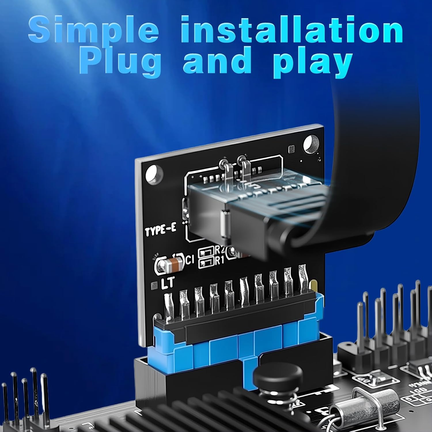 Duttek 90 Degree USB 3.0 to Type E Converter, USB3.0 19 Pin Female to 90 Degree Right Angle Type E Female Internal Header Motherboard Adapter for USB Ports to Pcs Front Panel. image number 5