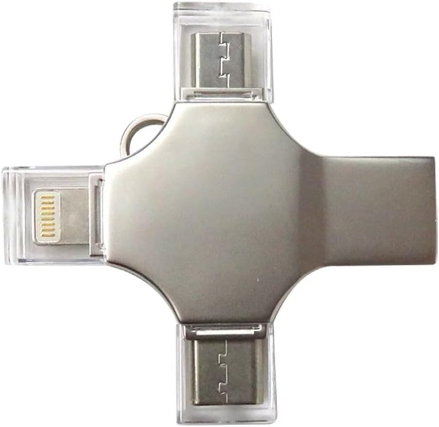 USB 3.0 Flash Drive 64GB for Iphone, 4 in 1 Memory Photo Keeper Storage Stick for Picture/Video/Data Saver/Backup, High Speed Thumb/Jump/Hard Drives for Iphone/Ipad/Android/Pc