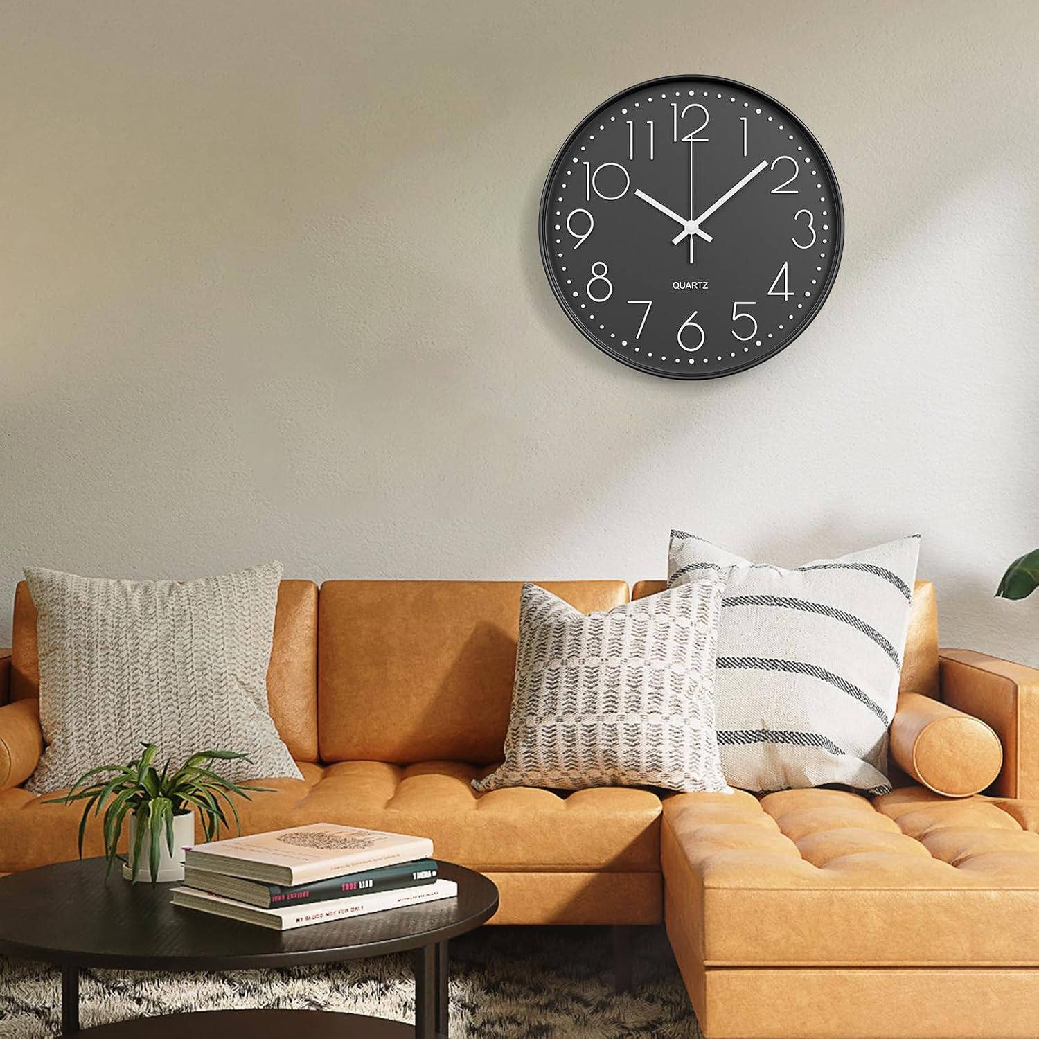LEFAFA Wall Clock, 12 Inch Silent Non Ticking Wall Clocks Battery Operated, round Easy to Read, Silent Wall Clock for Bedrrom Living Room Kitchen School Office Home Decor (Black) image number 2