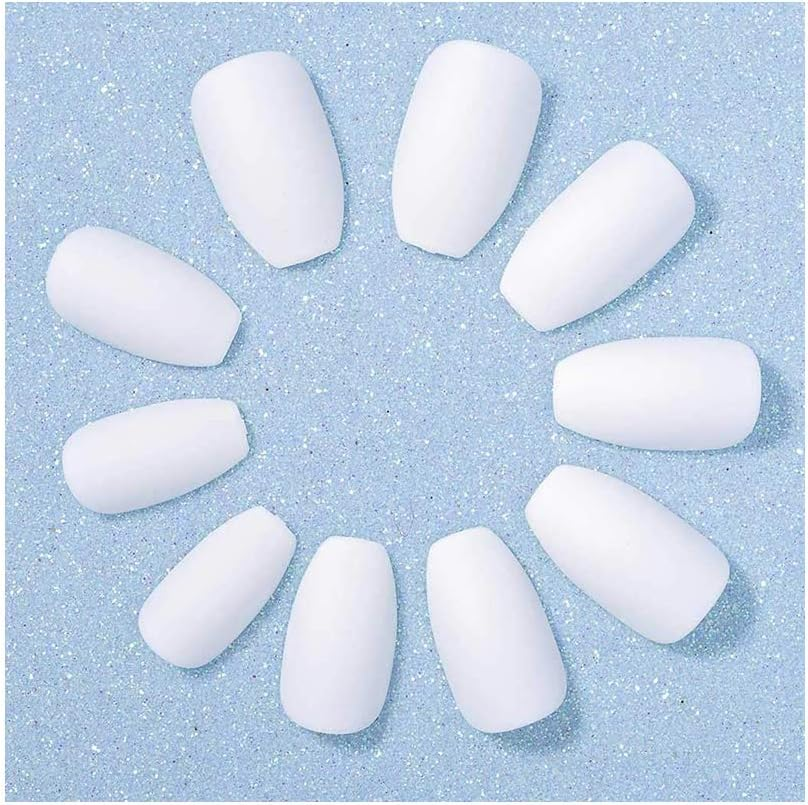 24 Pcs Matte Fake Nail Tips Medium Pure Color Ballerina Full Cover for Women and Girls image number 3