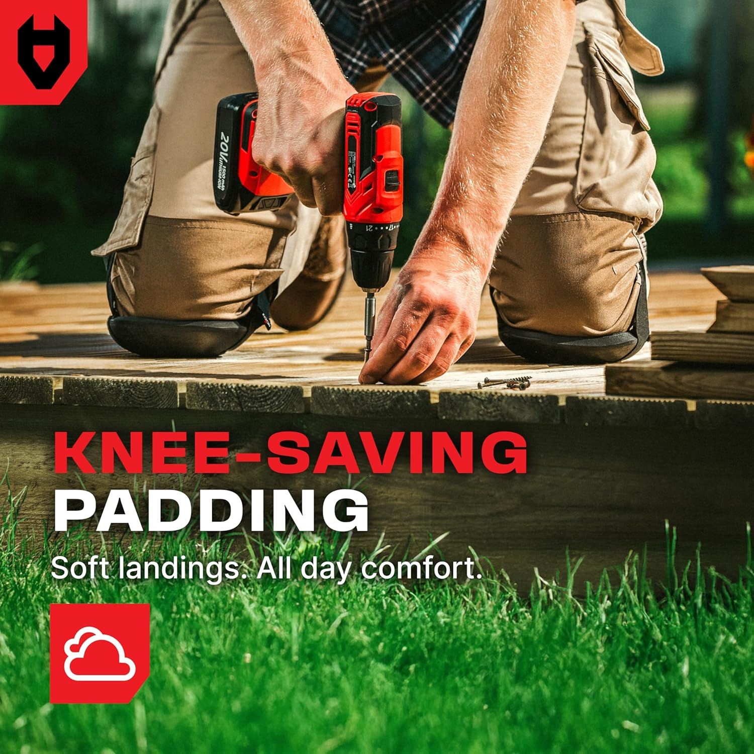 Nocry Lightweight Home & Gardening Knee Pads with Waterproof EVA Foam Cushion, Soft Inner Liner, and Easy Fit with Adjustable Hook'N'Loop Straps - Black image number 5