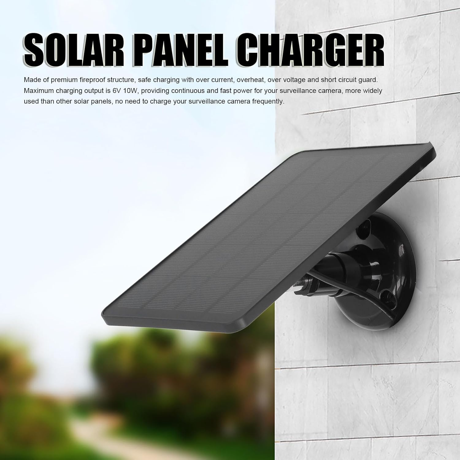 10W Solar Panel Charger, IP65 Waterproof, Fast Charging Compatible with Ring Cam Battery, 360 Degree Rotatable Bracket, Made of Premium Fireproof Material (CSP4W-DC-B) image number 2