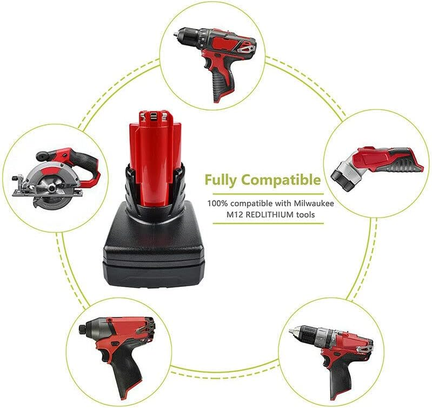 [2 Pack] Tavice 12V Battery Comaptible for Milwaukee M12 | 6.0Ah High Capacity Li-Ion Battery image number 5