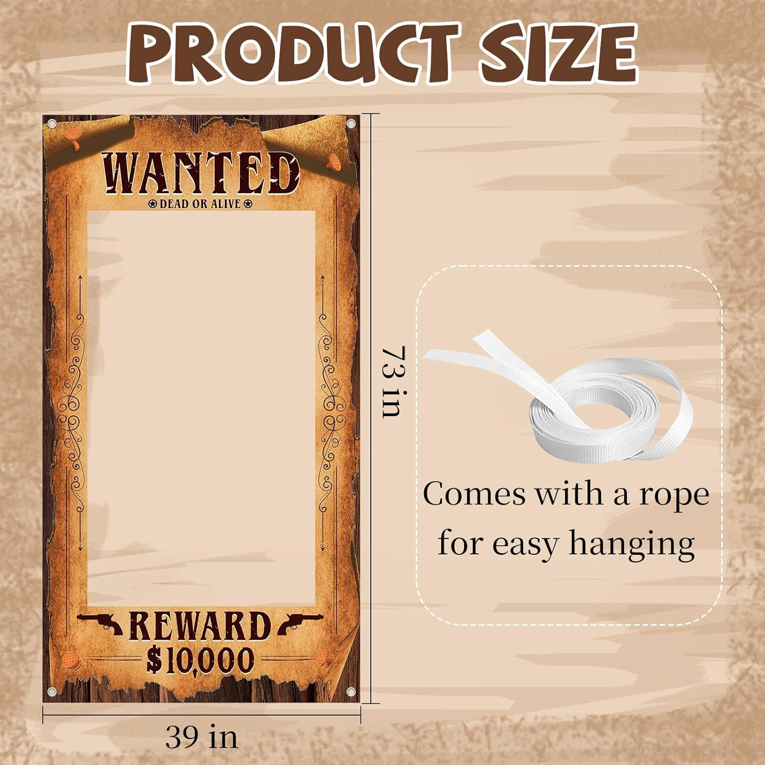 YQUQWN Western Wanted Photo Booth Props Wild West Party Decorations Western Cowboy Rodeo Theme Party Decoration Supplies Cowboy Rodeo Banner Photo Frames for Wild West Birthday Rustic Party Supplies image number 3