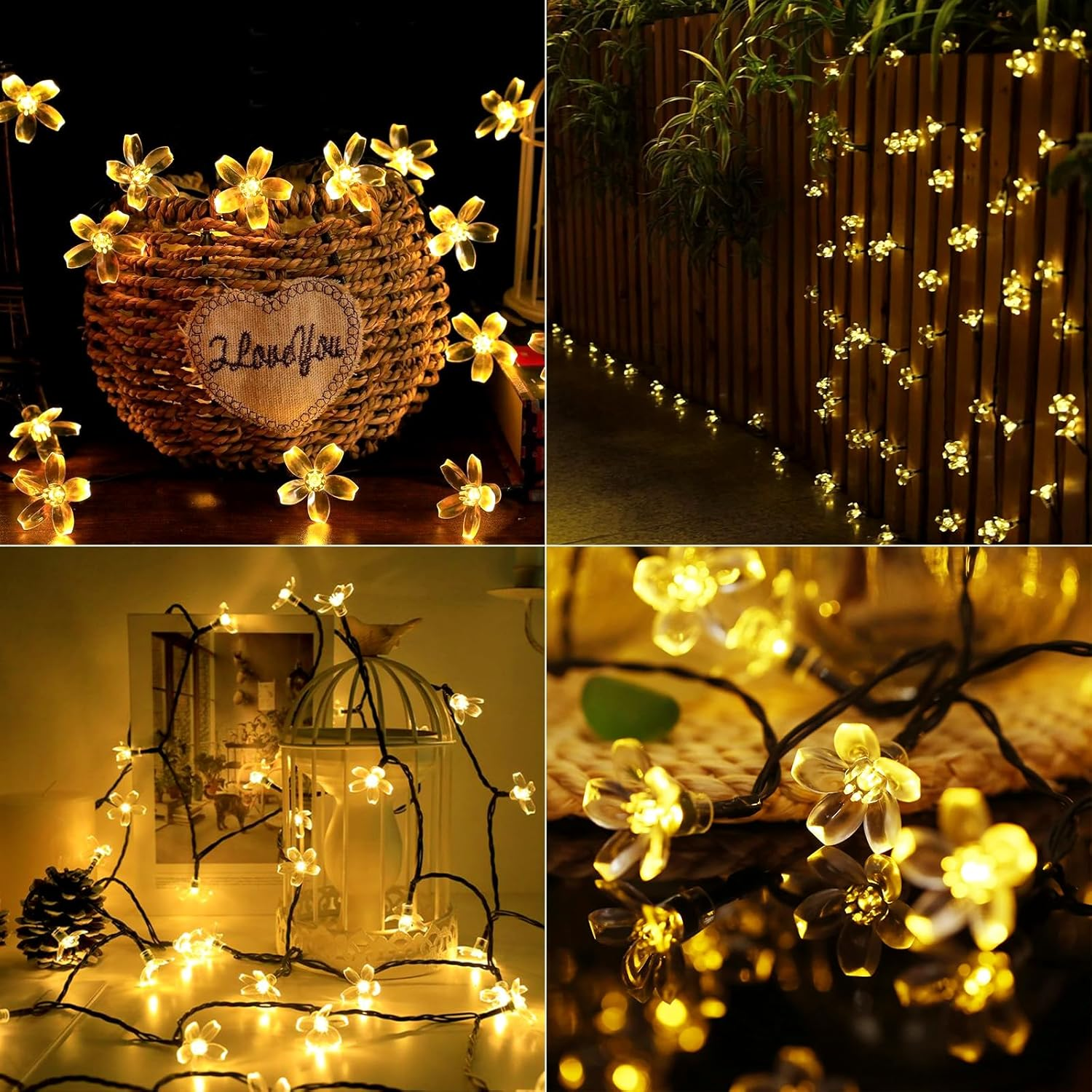 Acxilexy Solar Flower String Lights, 100LED 39Ft Cherry Blossom String Lights, 8 Modes Sakura Fairy Lights Outdoor, IP65 Waterproof Flower Lights for Garden Wedding Christmas Party Decoration - Multicoloured image number 5