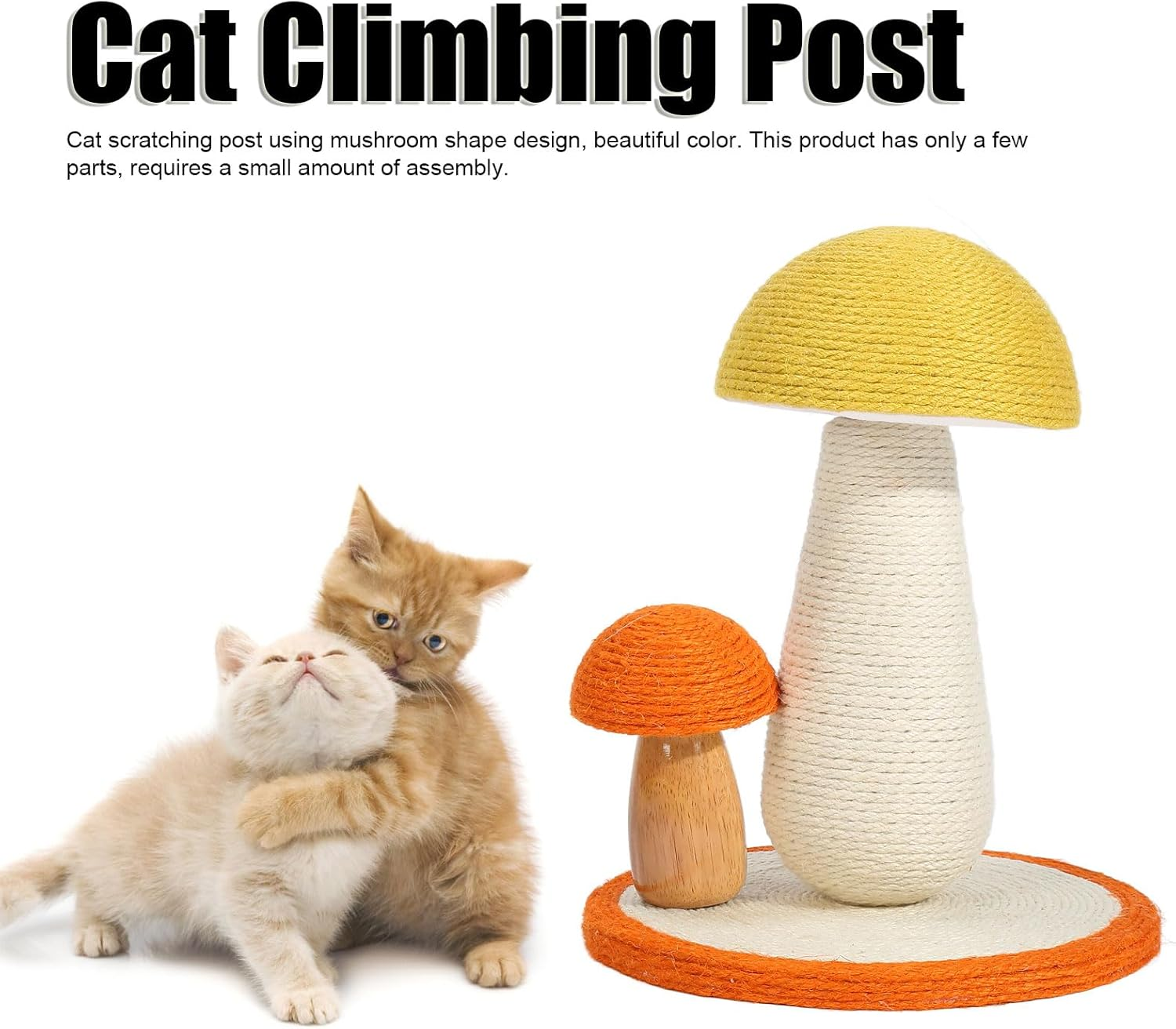 Cat Scratching Post,Mushroom Tall Cat Scratcher Featuring, Claw Grinding Interactive Mushroom Shape Sisal Kitten Climbing Scratcher for Indoor image number 3