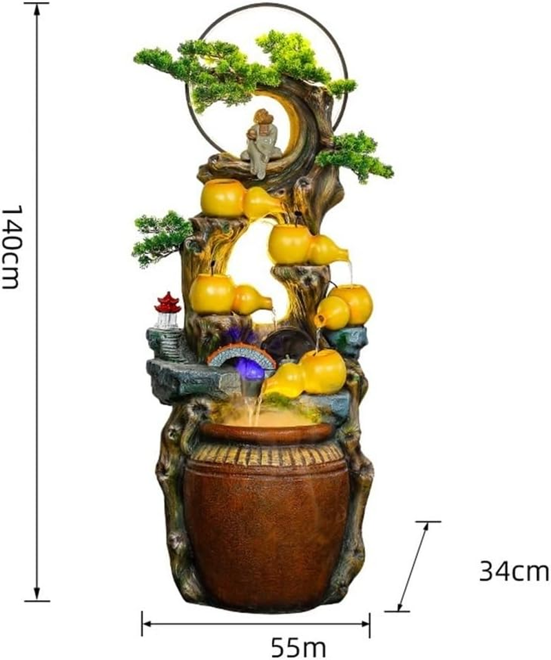 Outdoor Fountain Flowing Water Generates Wealth Fountain Living Room Front Desk Foyer Circular Scenery Office Floor Standing Gourd Ornaments image number 4