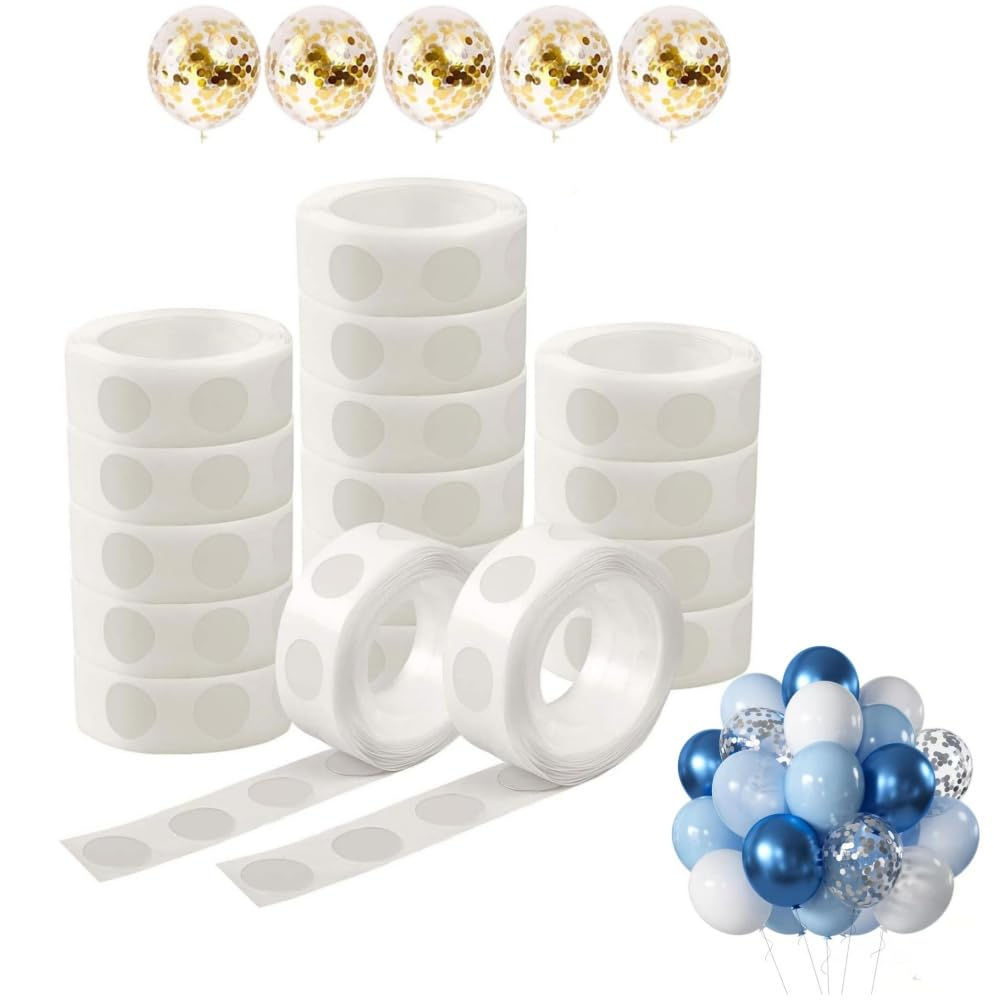 12Rolls Clear Balloon Glue Point, Removable Adhesive Double Sided Dots of Glue Tape,For Craft Scrapbook Birthday Christmas Wedding Decoration(1200 Pcs)