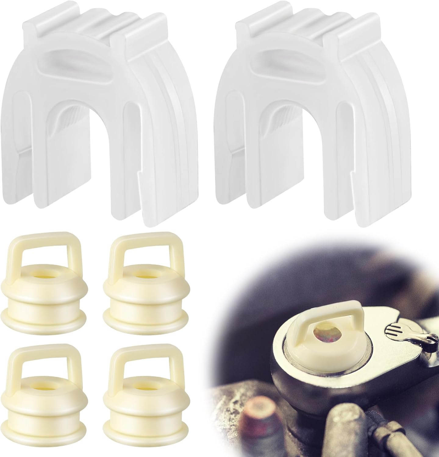 Gulfmew 2 Set/6 Pcs 14104 Shift Cable Bushing Kit 15276979 52855956AG Clip Compatible with Chevrolet 1500 2500 3500 4.3L 5.3L 6.0L 6.2L 6.6L Compatible with Cadillac/Buick/Gmc image number 4