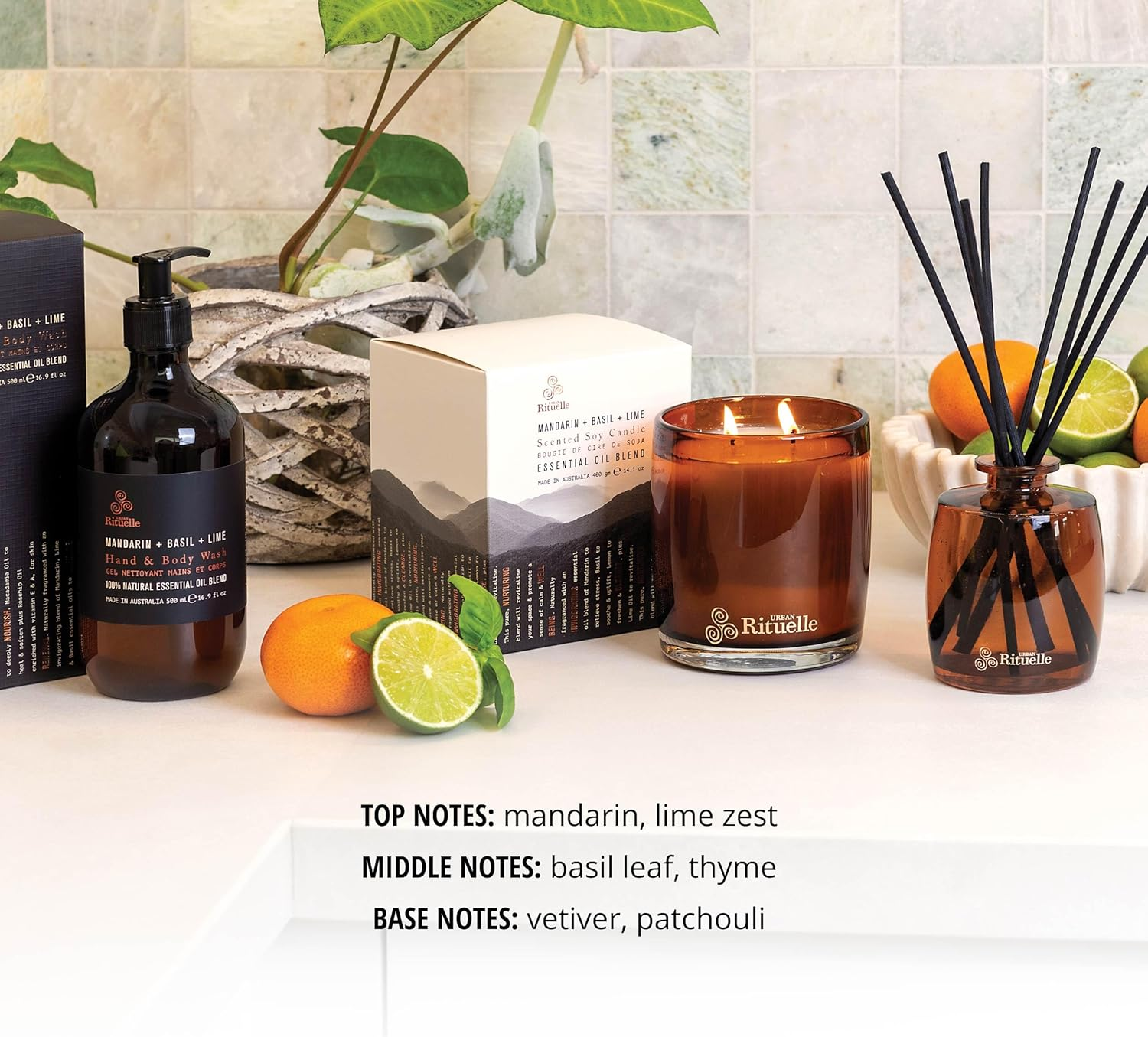 Urban Rituelle Equilibrium Natural Shampoo, 500Ml - Mandarin, Basil & Lime, Enriched with Kakadu Plum, Hibiscus & Soy Protein, Gently Cleanses, Nourishes & Softens Hair, for All Hair Types image number 4