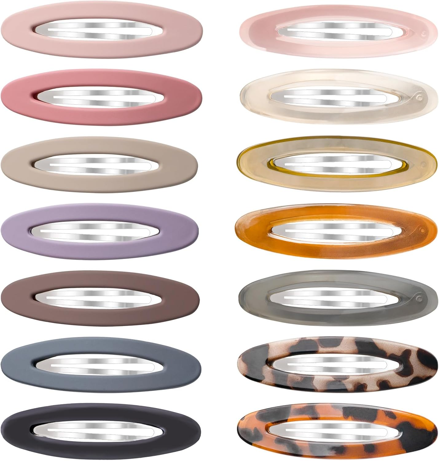 14 Pcs Oval Snap Hair Clips Non-Slip Large Snap Hair Clips Matte Glossy Snap Hair Clips Oval Hair Barrette Hair Accessories for Thick Thin Fine Hair Women Girls (3.5Inch)