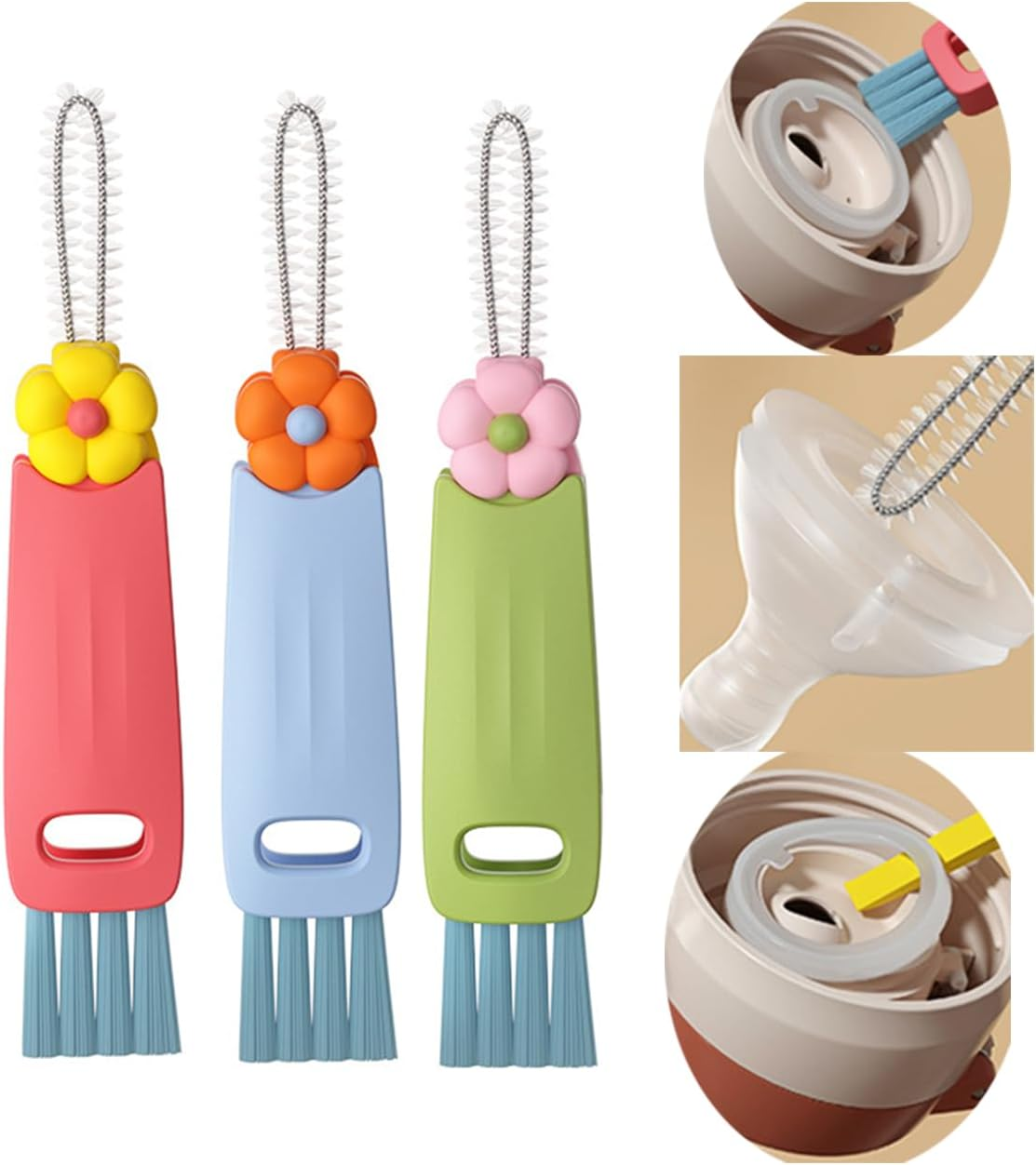 3 in 1 Cup Lid Cleaning Brush, 2024 New Crevice Brush for Bottle Gap Tight Spaces, Multifunctional Portable Cleaner with Brush image number 5
