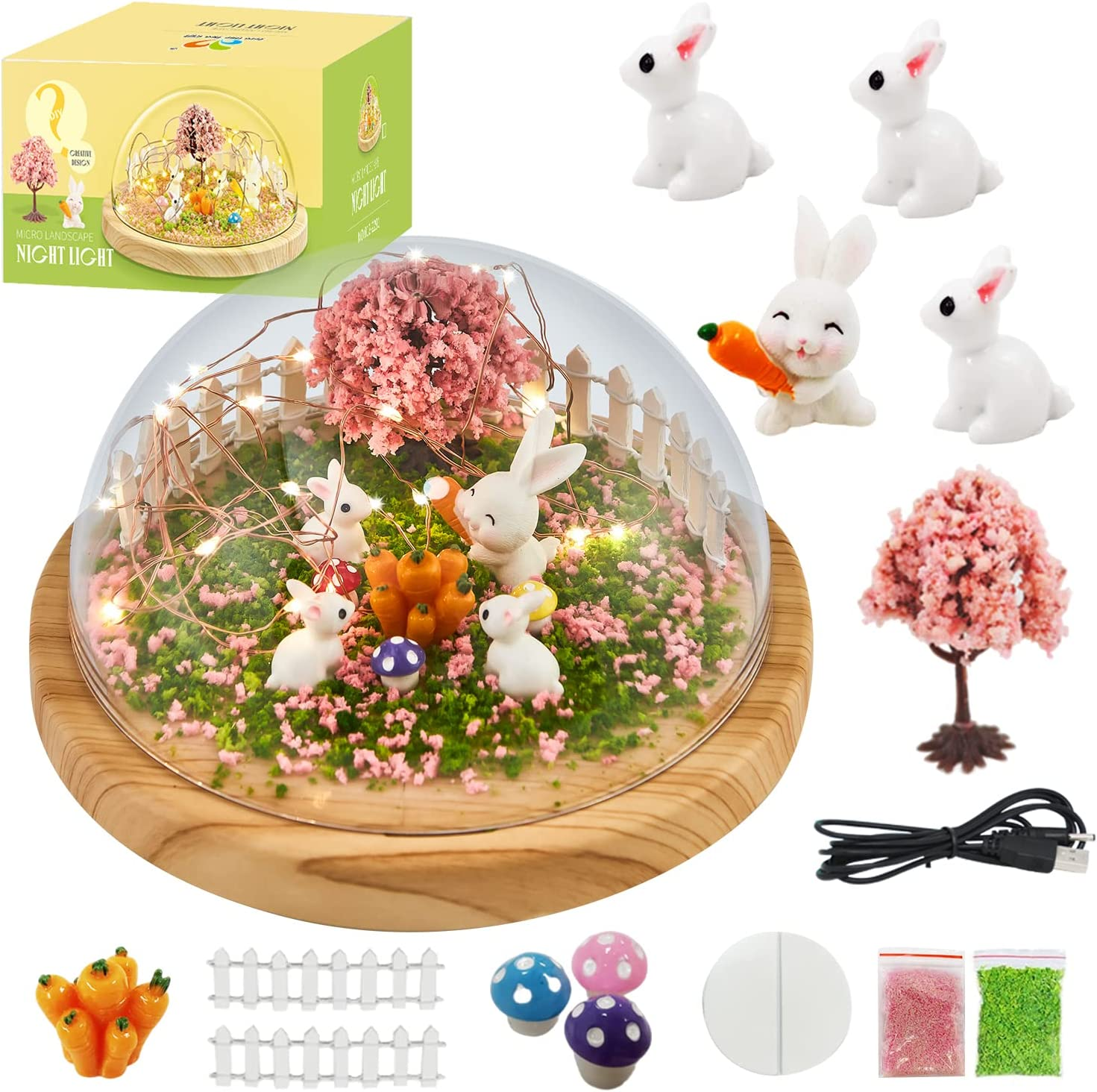 Make Your Own Night Light, Rabbit DIY Kits for Girls Creative Magic Night Light USB Upgrade Edition Bunny Toys, Arts and Crafts Lamp Project for Girls, Gifts for 4 5 6 7 8 9 10 Year Old Girl