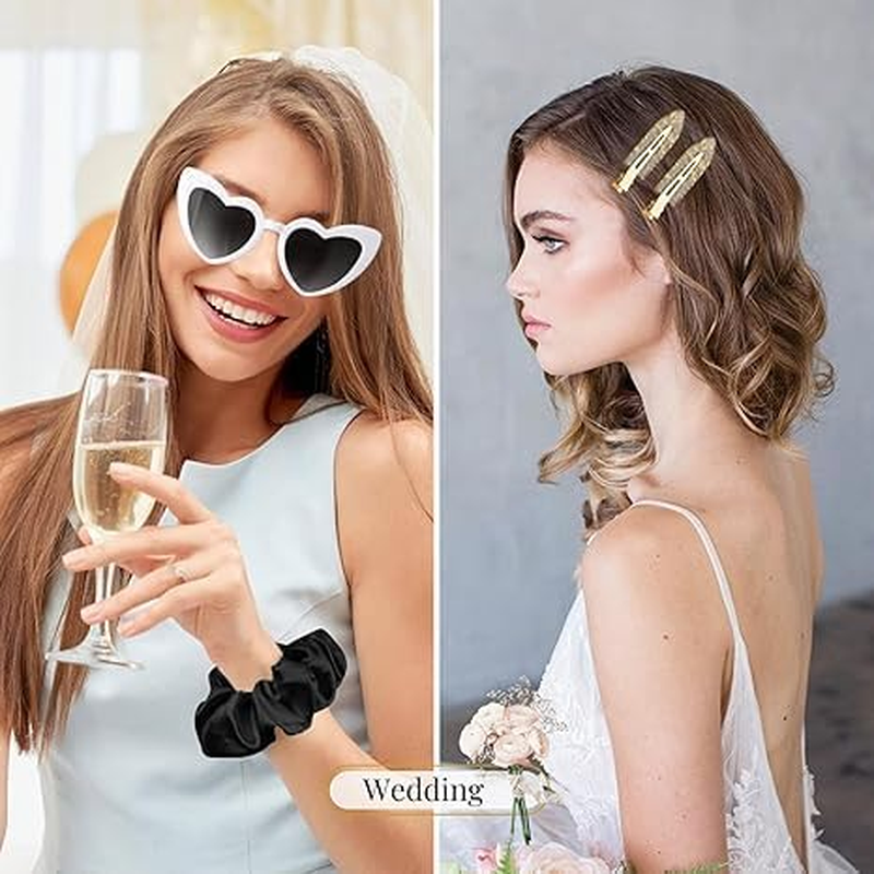 MIVES Bridesmaid Scrunchie, 5Pcs Satin, Black image number 4