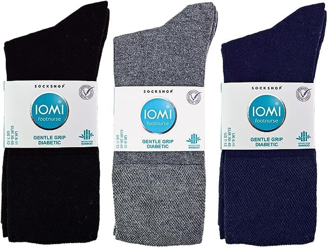 IOMI Footnurse | 6 Pack | Gentle Grip Bamboo Diabetic Socks | anti Constriction, Hand-Linked Toe Seams | Men'S Size UK 6-11 image number 3