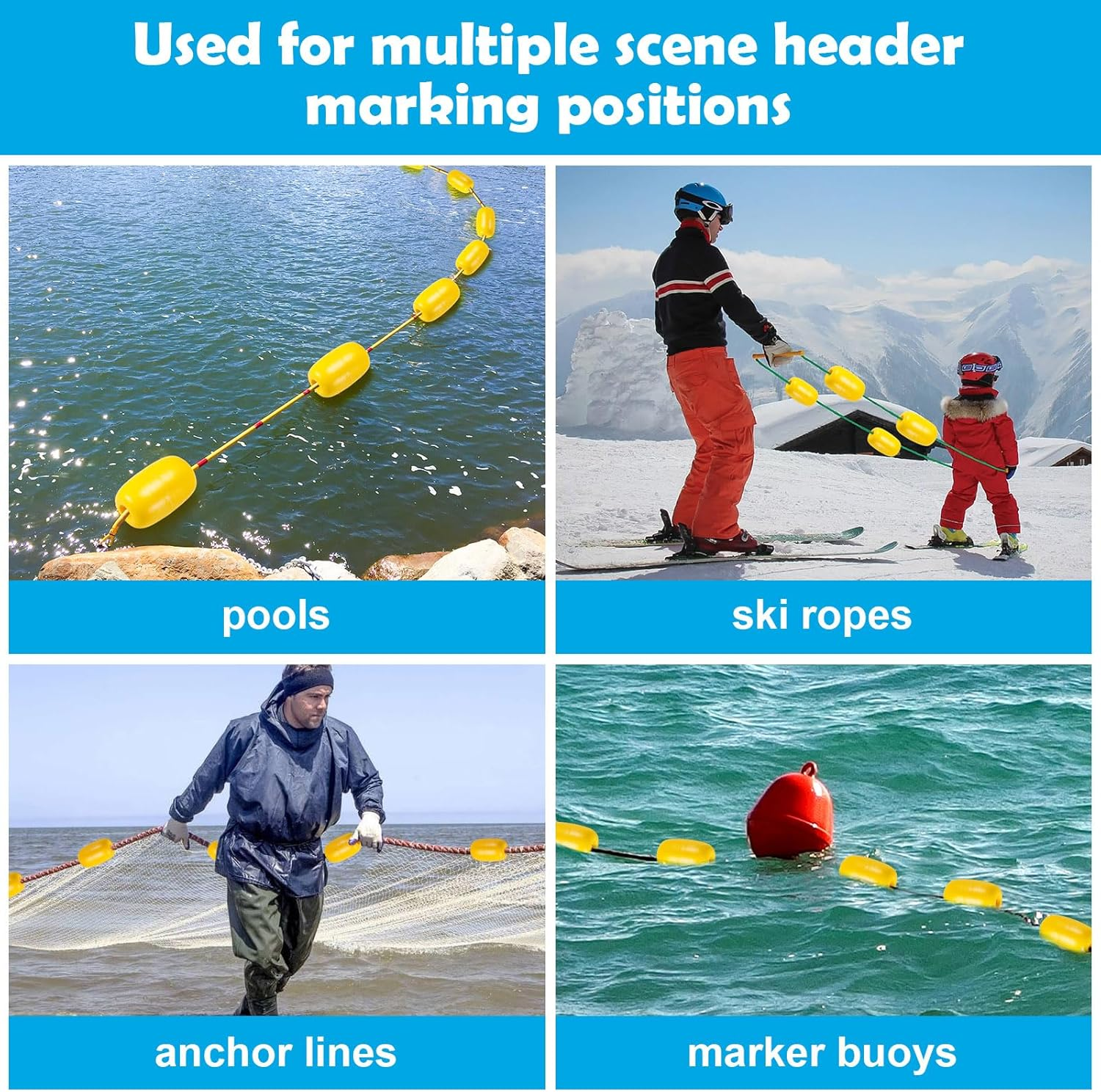 Rope Floats Marine, Deep Water Float Oval Water Float 2.7' X 4.2', Deep Water Fishing Marker Buoys for Boats Swimming Kayak Crabbing Trail Dock Pool image number 5