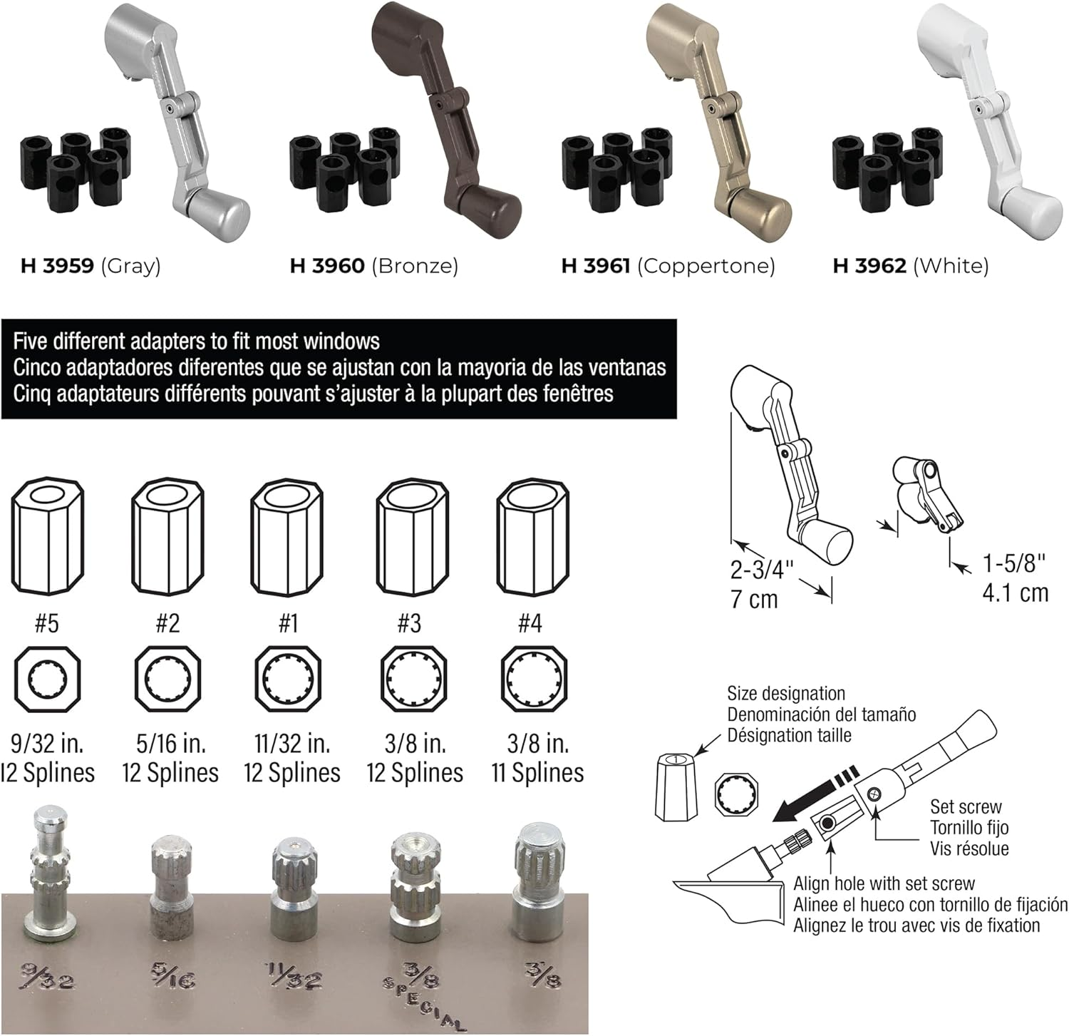 Prime-Line Products H 3962 Universal Spline Folding Casement Handle, White