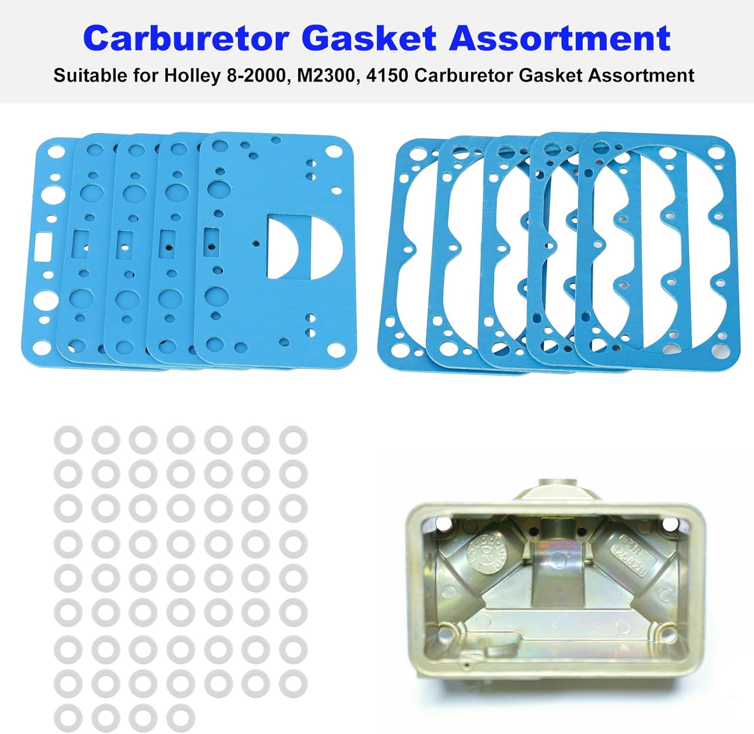 4150 Carburetor Rebuild Kit Gasket, Fuel Bowl Gasket Kit Replacement for Holley 8-2000 M2300 4150 8-2000QFT Fit Holley Carburetor Fuel Bowl Jet Kit image number 3