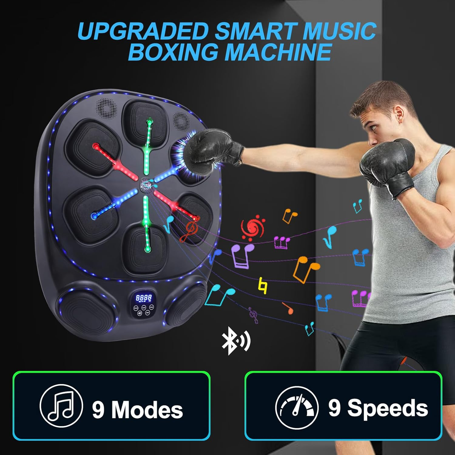 ZEMBSOYA Smart Music Boxing Machine Wall Target Training Adjustable Bluetooth Wall Mounted Punching Machine for Children Adults image number 6