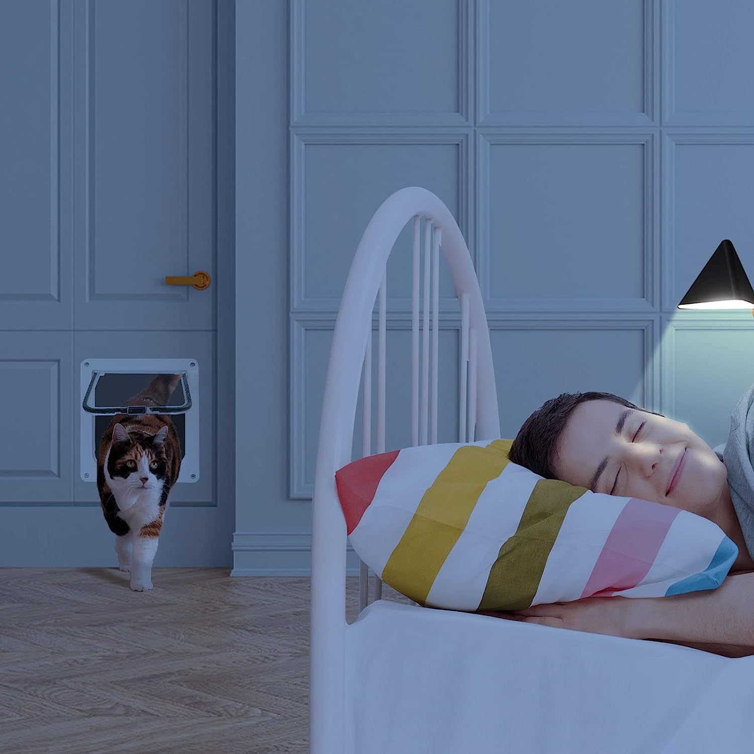 Cat Door, Safety Pet Door with 4 Way Lock, Weatherproof & Easy Installation Cat Flap Door for Interior Exterior Door, Window, Wall(X-Large, 20Cm X 22Cm Flap) image number 2