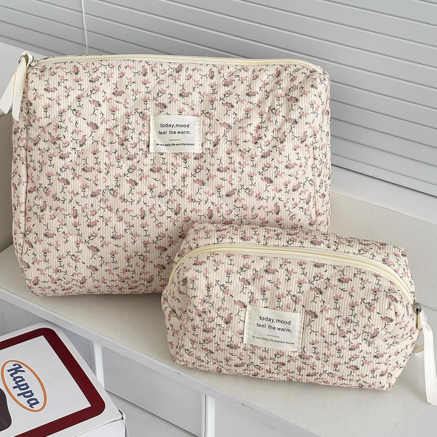 HTTDSLF 2 Pieces Small Cosmetic Bag, Cord Makeup Bag for Women, Cosmetic Bag, Multifunctional, Travel Toiletry Bag, Toiletry Bag, Makeup Bag, Birthday Gift for Women image number 2