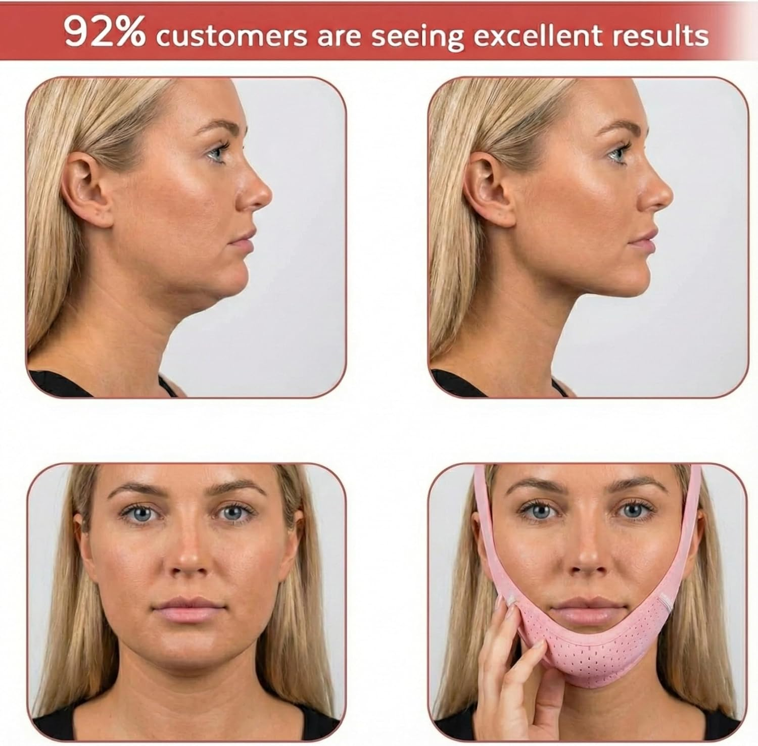 IMTKOOCO Reusable Double Chin Reducer, Face Lift Tape - Face Slimming Strap Chin Strap for Women Breathable Comfortable V Lifting Mask with Innovative Lifting Technology One Fits All image number 4