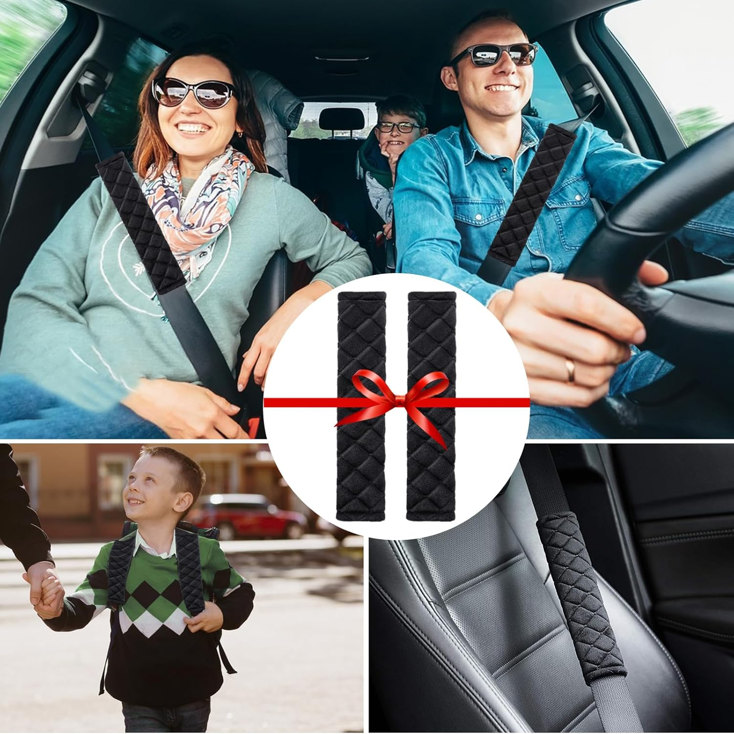 Nappa Leather Car Steering Wheel Cover for 14-15 Inches, Anti-Slip Soft Leather Steering Wheel Cover Full Surround, Universal Breathable O-Shaped, D-Shaped Steering Wheel Protector (3 Color-O Shaped) image number 1