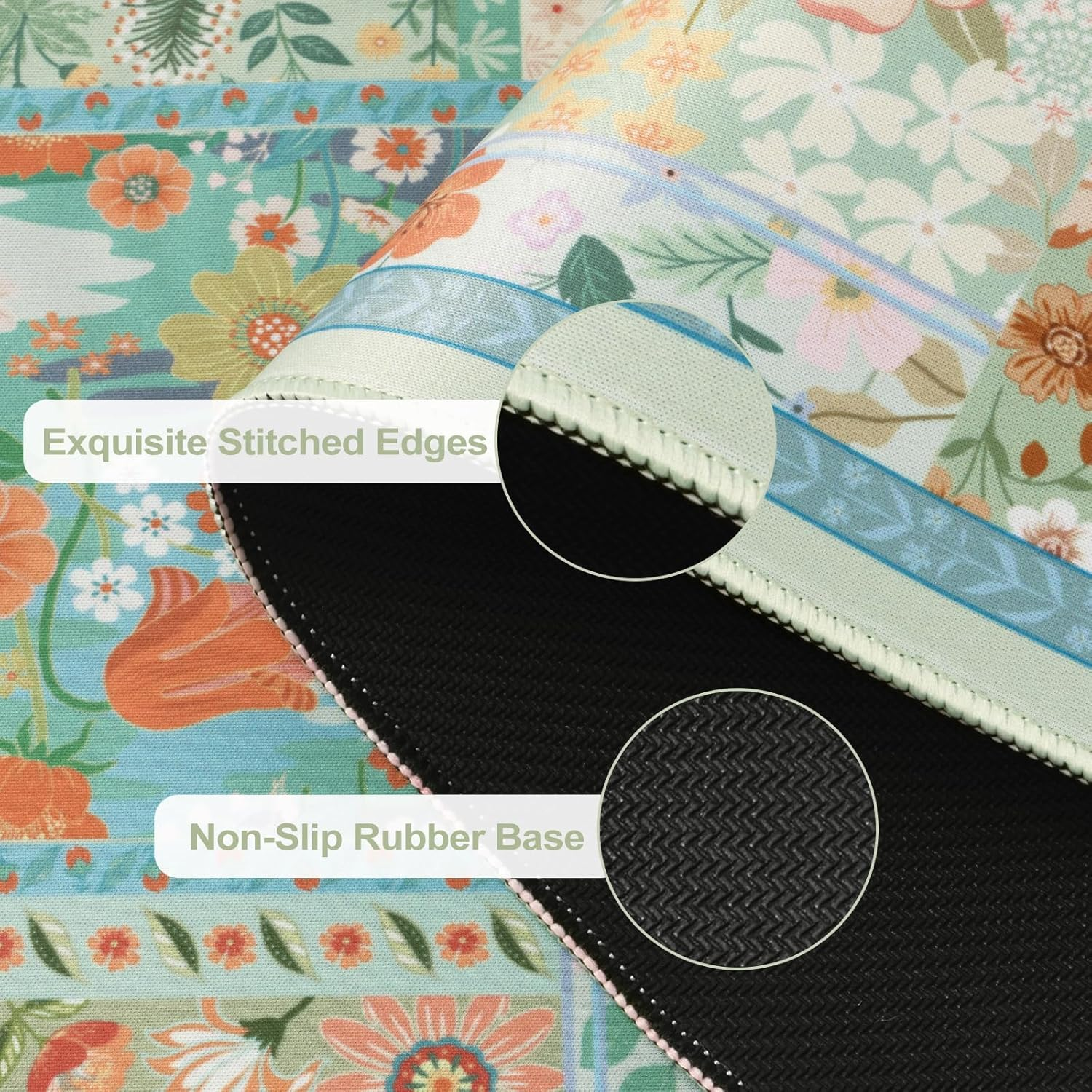 HAOCOO Green Desk Matt for Desktop, Desk Mat for Keyboard and Mouse, Non-Slip Desk Mouse Pad with Stitched Edges, Water-Resistant XL Mouse Pad for Women Office Decor - Green image number 4