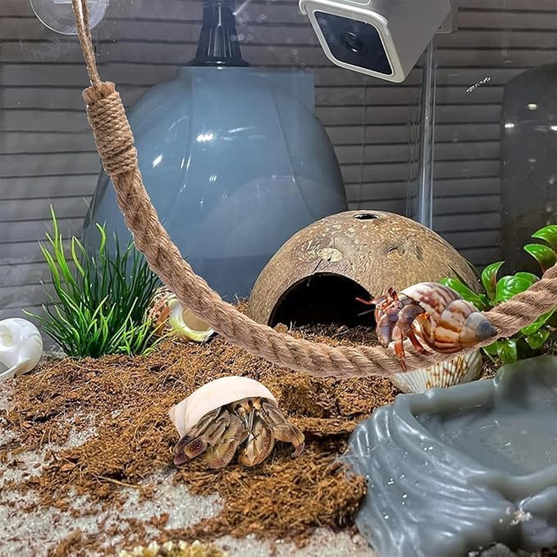 Hermit Crab Toys Hermit Crab Climbing Jute Rope Ladder with Hooks Hermit Crab Toys Reptile Tank Terrarium Accessories Habitat Decor for Hermit Crab Lizards Geckos Snakes (1 Pcs,23.6 Inch)