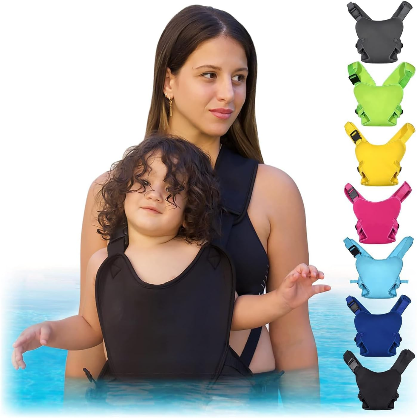 Baby Carrier - Innovative Carrier Seat for Water and Land - Waterproof Infant Chest Holder with Adjustable Straps, Lightweight Toddler Harness for Pool & Beach (Black)