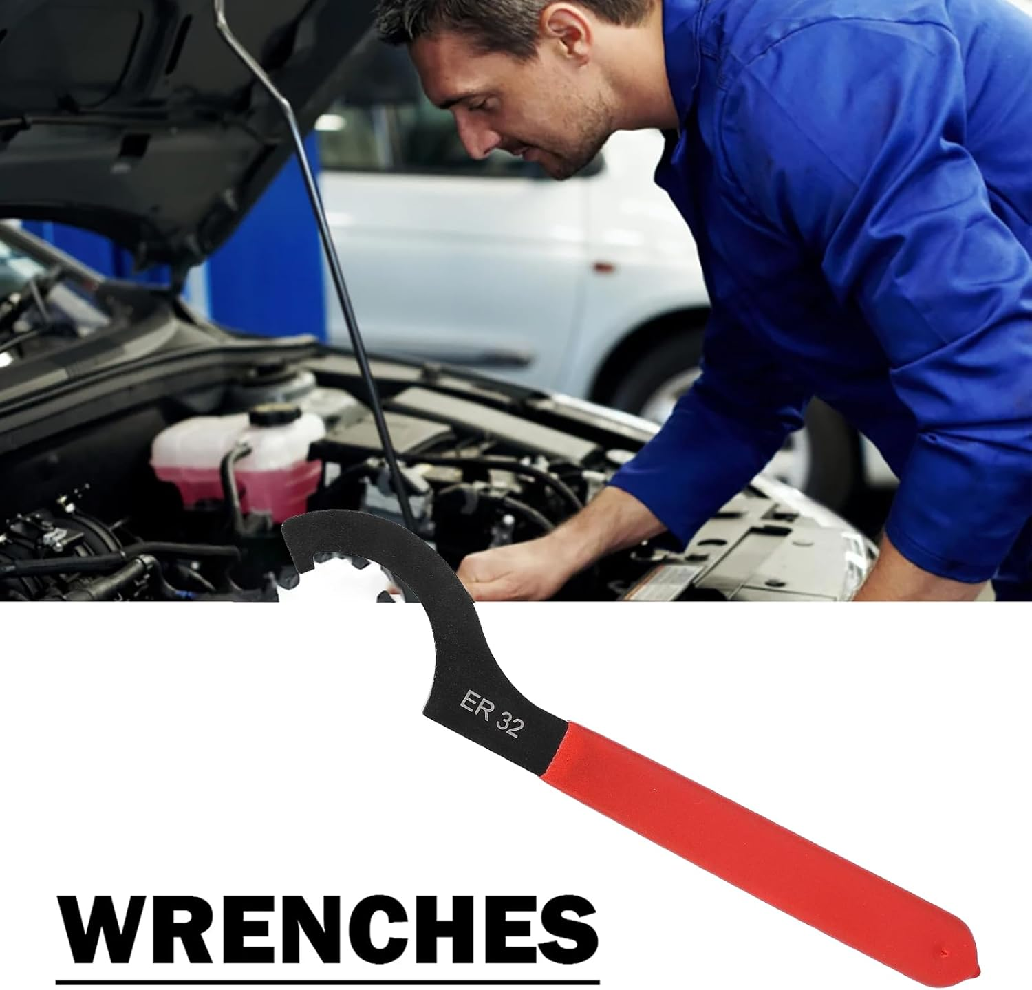 ER32-UM Hook Wrench, High Speed Steel Collet Wrench, Replacement Spring Nut, Collet Replacement Tool, Durable Wrench for Efficient Clamping of Workpieces image number 5