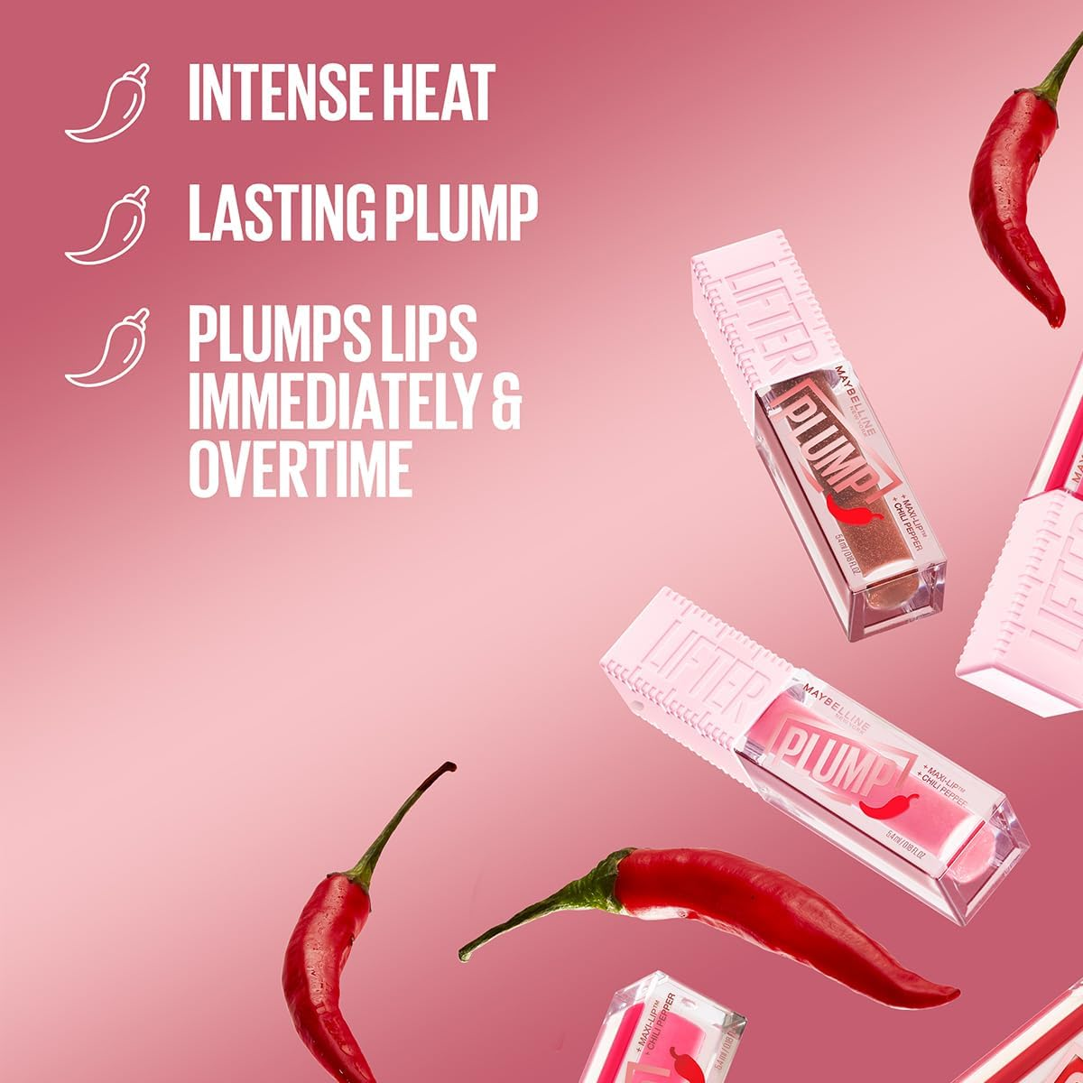 Maybelline Lifter Plump Makeup Lip Plumping Gloss, Hot Chilli image number 2