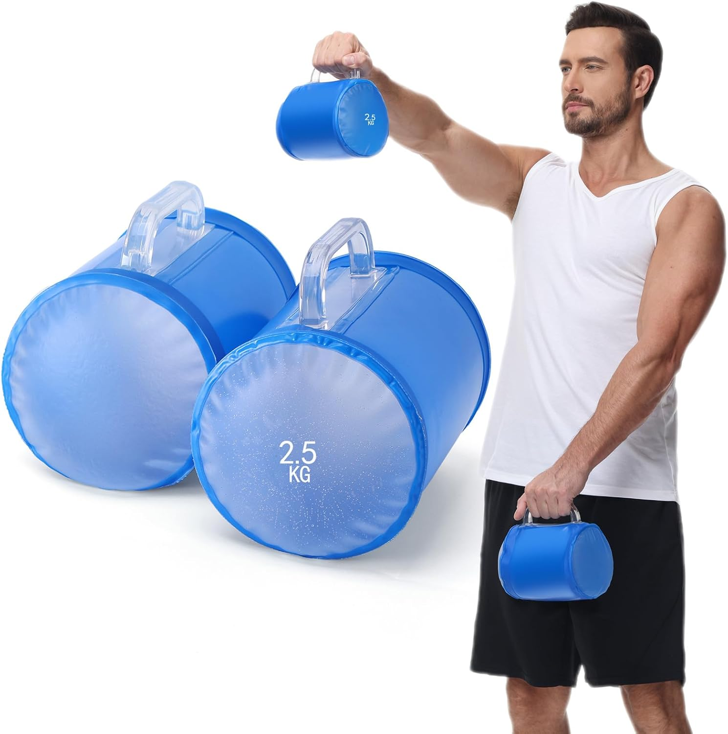 DEIRIS Water Dumbbells, Dumbbells, Water Fillable Set, Weight Bags Portable, Water Weight up to 2~14 Kg/Pair, Fitness Water Bag, for Strength Training, Fitness and Shaping