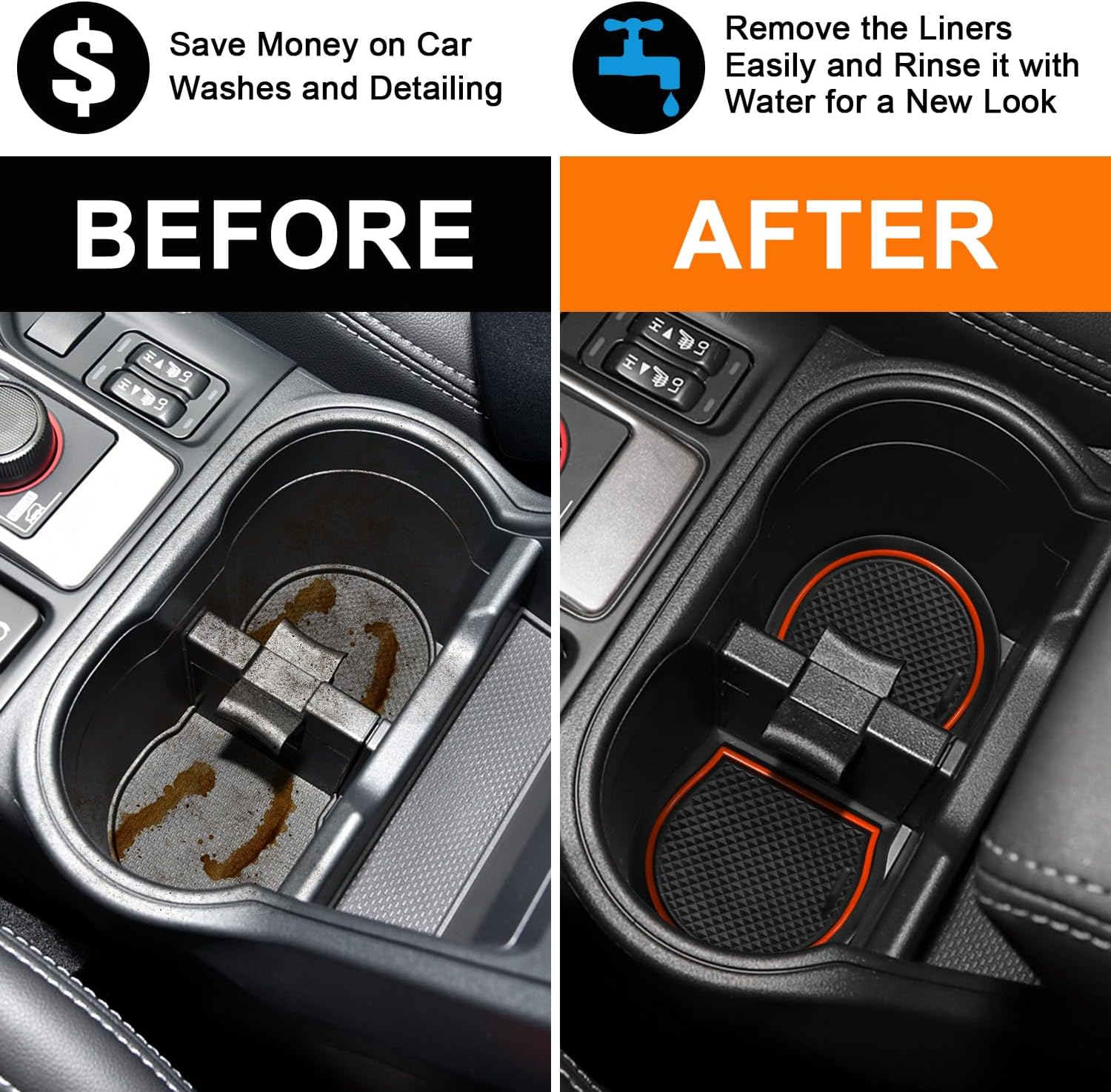 17PCS Car Interior Liners & Cup Holder Mats Fit for Subaru Forester 2019-2024, Interior Non-Slip anti Dust Cup Holder Inserts, Door Pocket Liners Interior Accessories image number 5