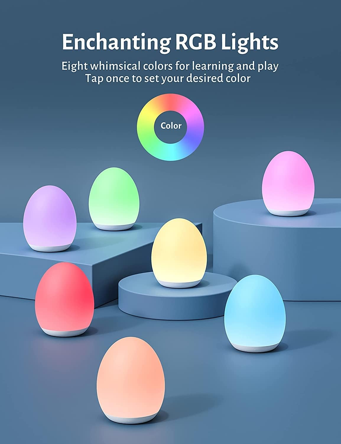 VT- Night Light with Nebula, Compatible with Google Assistant, RGB Dimmable, Timing, for Kids Bedroom Party Decor (Egg) image number 3