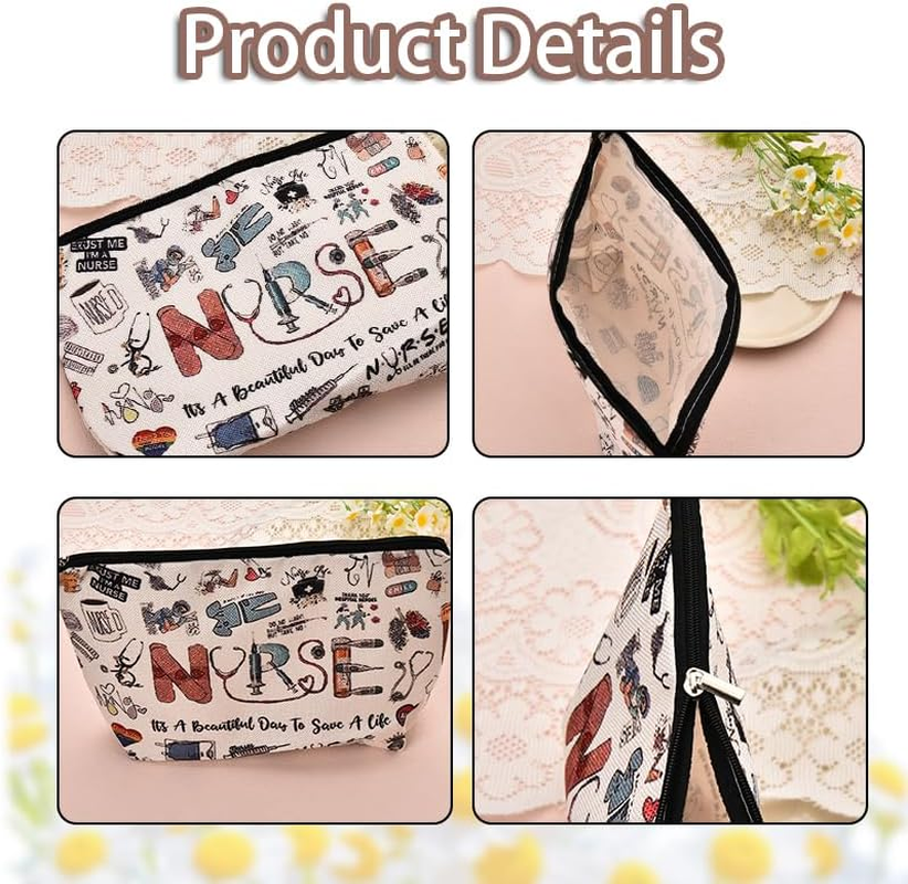 Nurse Cosmetic Bag Inspirational Graduation Gifts for Nursing Students Staff Nurses Week Birthday Appreciation Gifts for RN Nurse Coworker Friend Travel Makeup Bags