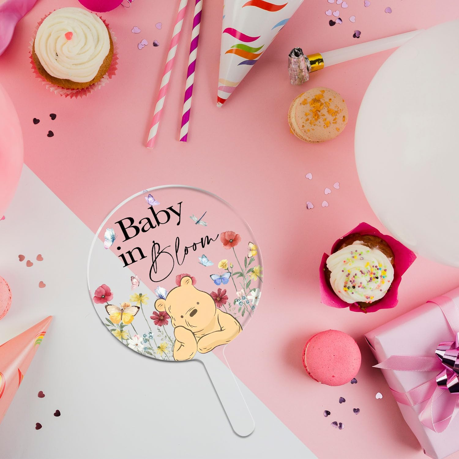 Baby in Bloom Cake Topper, Winnie Decoration Cake Topper, Baby Shower Party Decorations, Brial Shower Cake Decorations, Birthday Cake Toppers Supplies, Perfect for Birthday Wedding Party image number 6