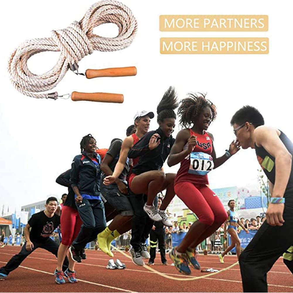 Skipping Rope, Multiplayers Long Jump Rope 5Meters -7Meters -10Meters Wooden Handle for Kids and Adult Best Team Group Skipping Rope for School Sport and Outdoor Activity image number 4