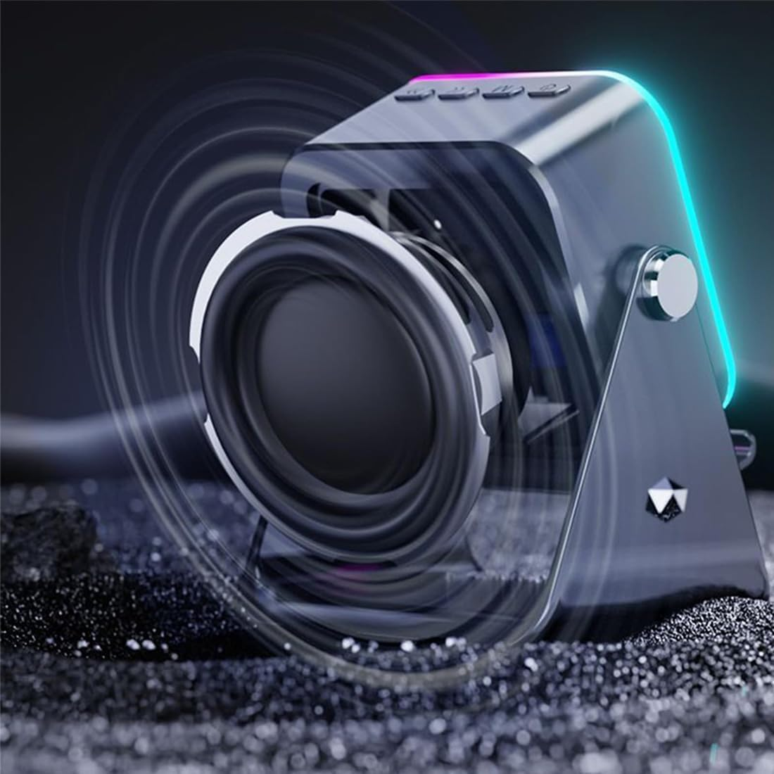 Willedup 5-In-1 Wireless Induction Bluetooth Speaker, with Adjustable Phone Stand, 360&deg; Adjustable Holder, RGB Ambient Light Fast Connect (White)