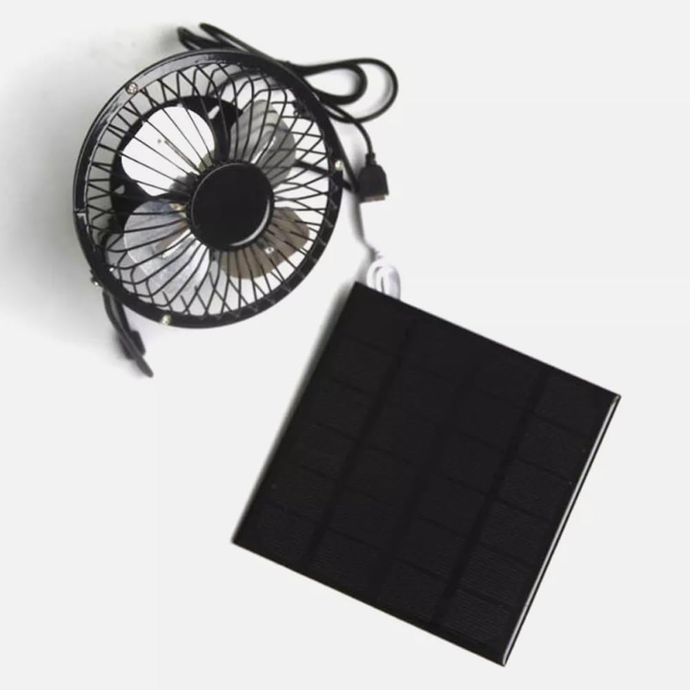 ZONADAH 3.5W 6V Solar Panel & USB Fan, Portable Solar Cooling Kit for Greenhouse, RV, Pet House, Outdoor, Camping, DIY Projects image number 2
